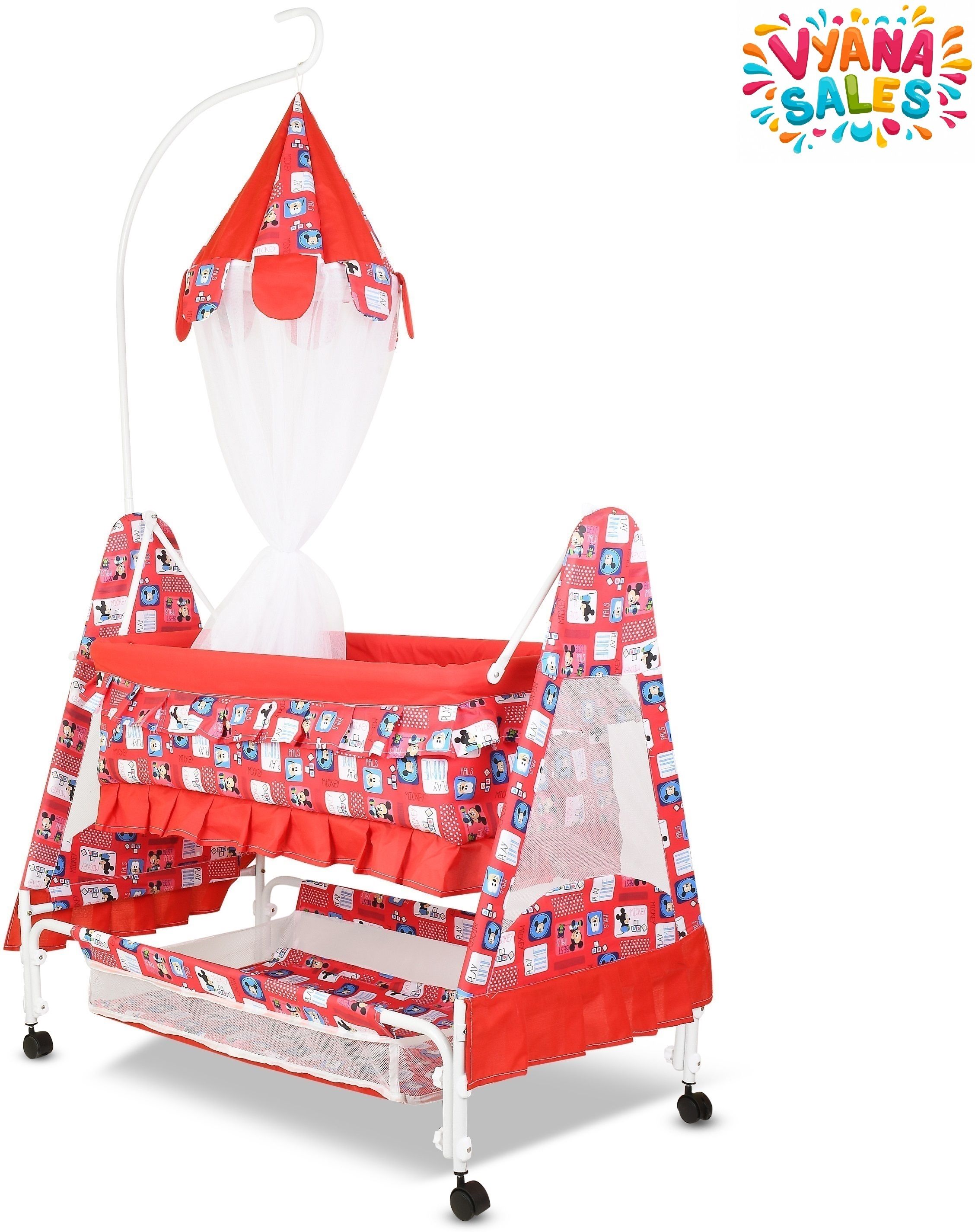 Cradle for kids cradle for baby boy and girl Cradle With Swing & Mosquito Net-image-36