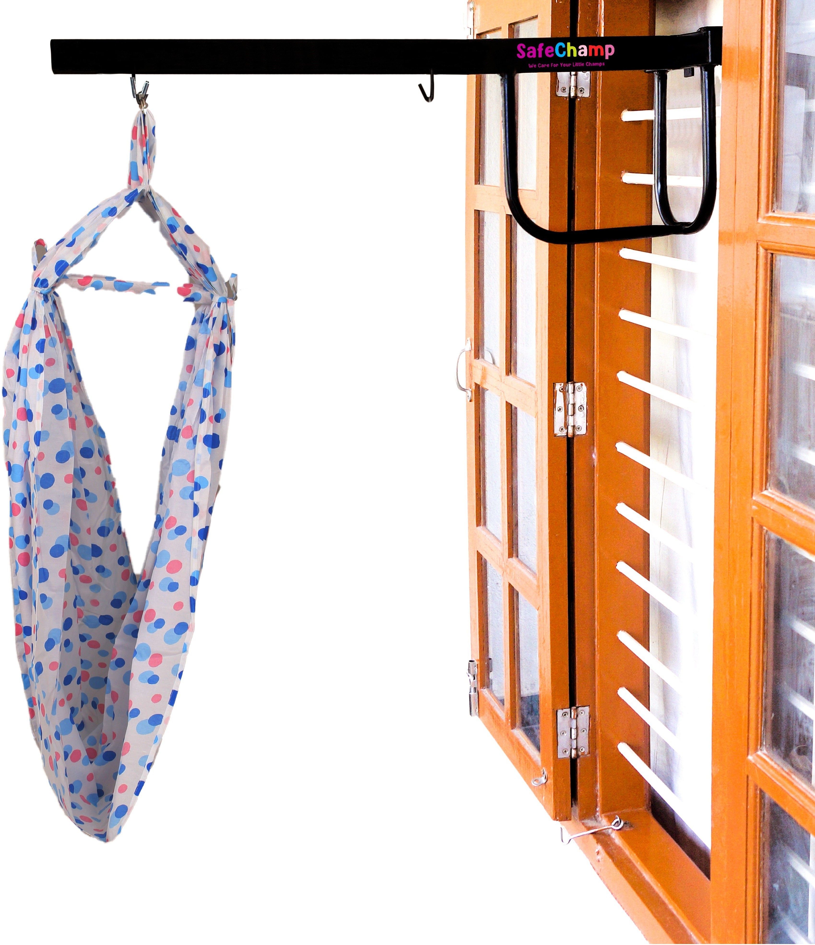 Bambino Baby Cradle Cloth with Seperator And Metal Window Cradle Hanger.-image-23