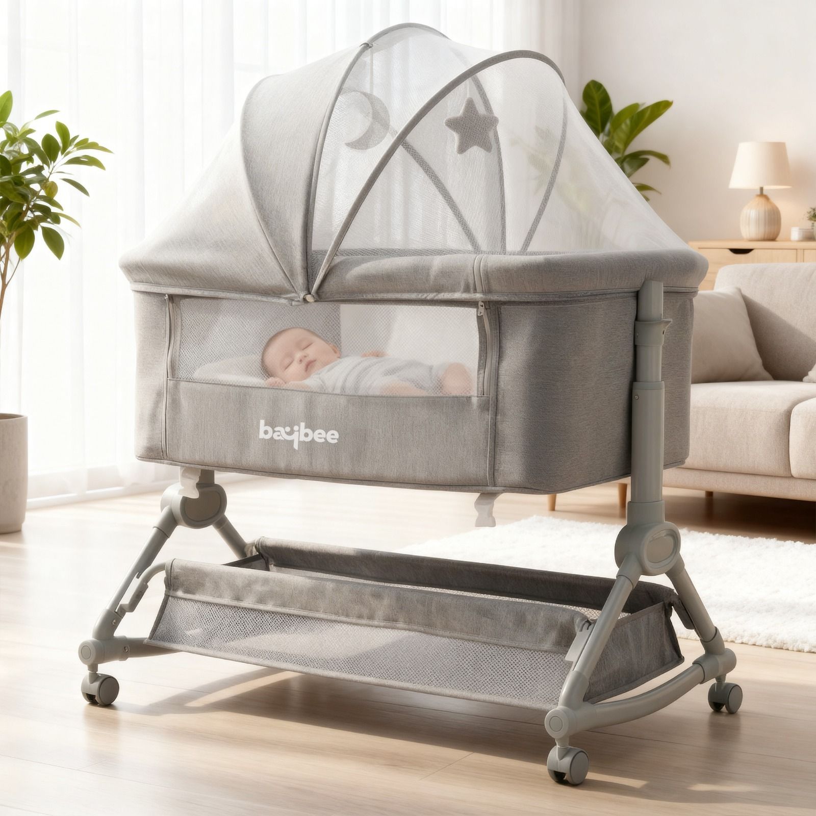 baybee Baby bedside crib cradle for baby bassinet for kids with 4 Height Adjustable-picture-16