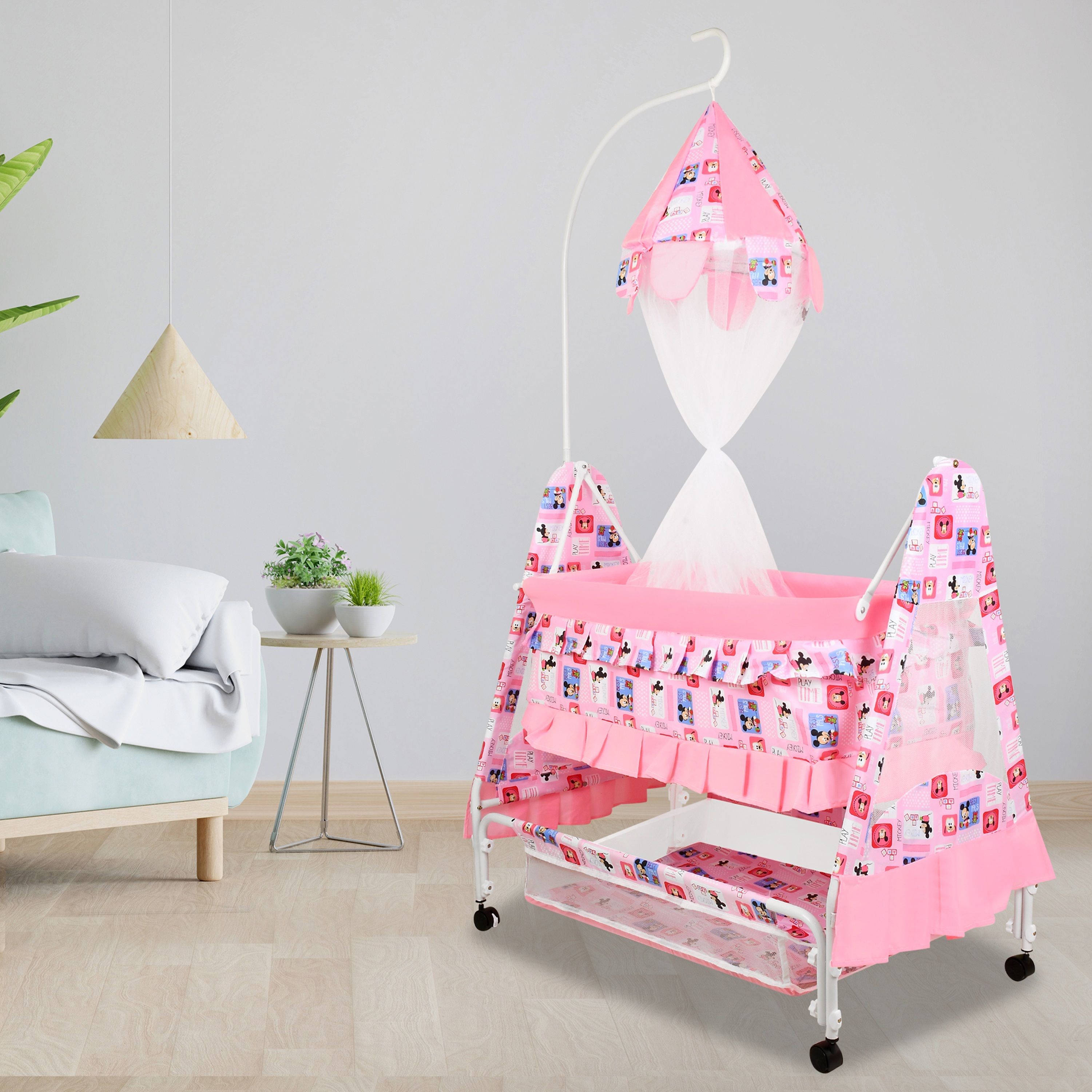 Cradle for kids cradle for baby boy and girl Cradle With Swing & Mosquito Net-image-42