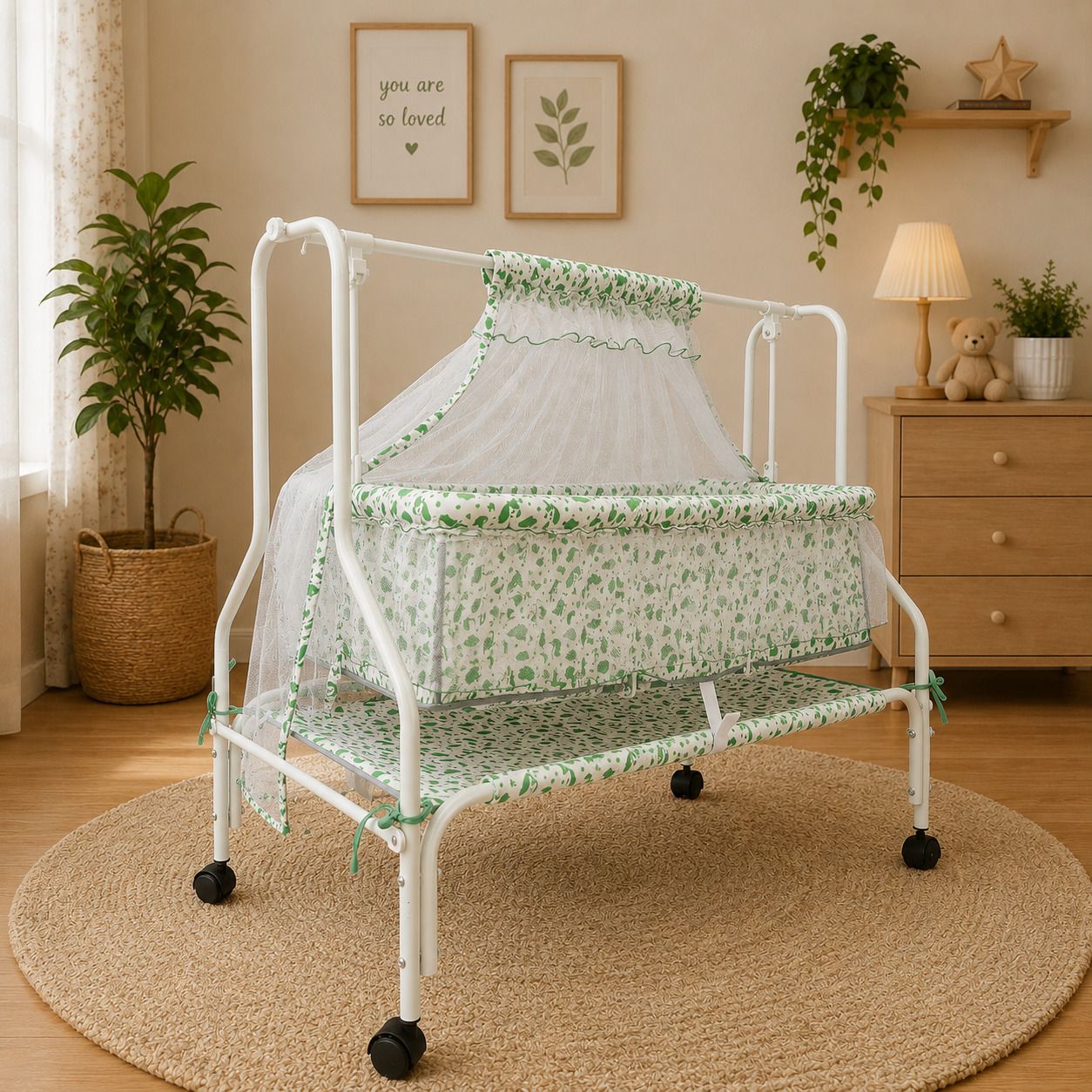 kiddery Auri | Premium baby cradle Free Mattress & Mosquito Net [0-10 M]-picture-25
