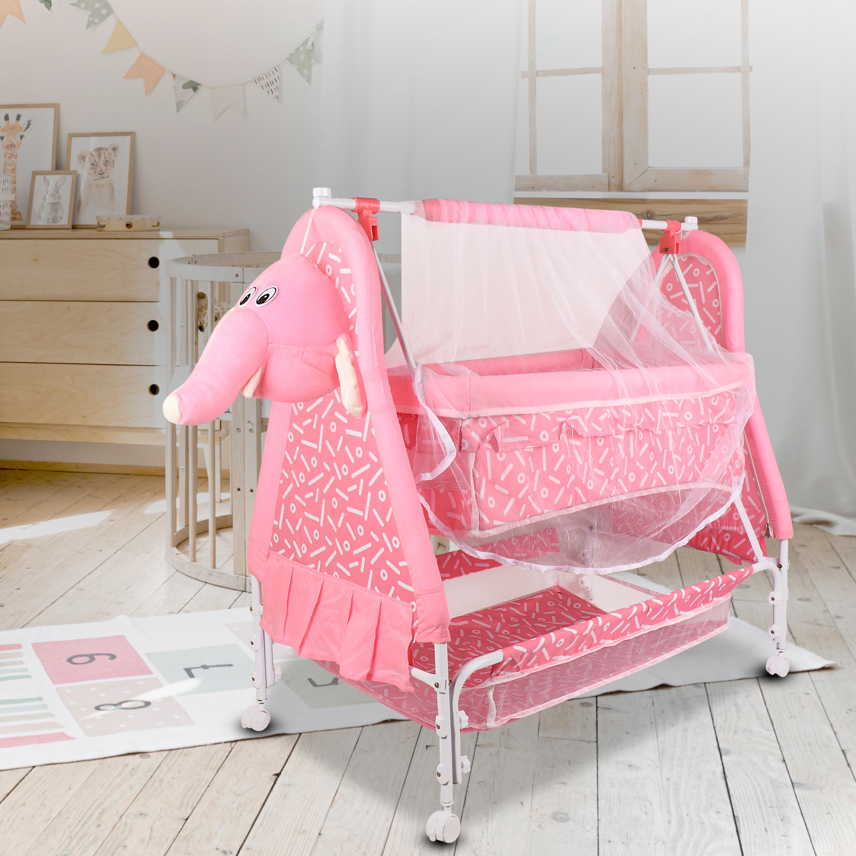 lol-fun BEST QUALITY BABY CRADLE Jhula Cute Face WITH SWING LOCK FUNCTION-picture-22