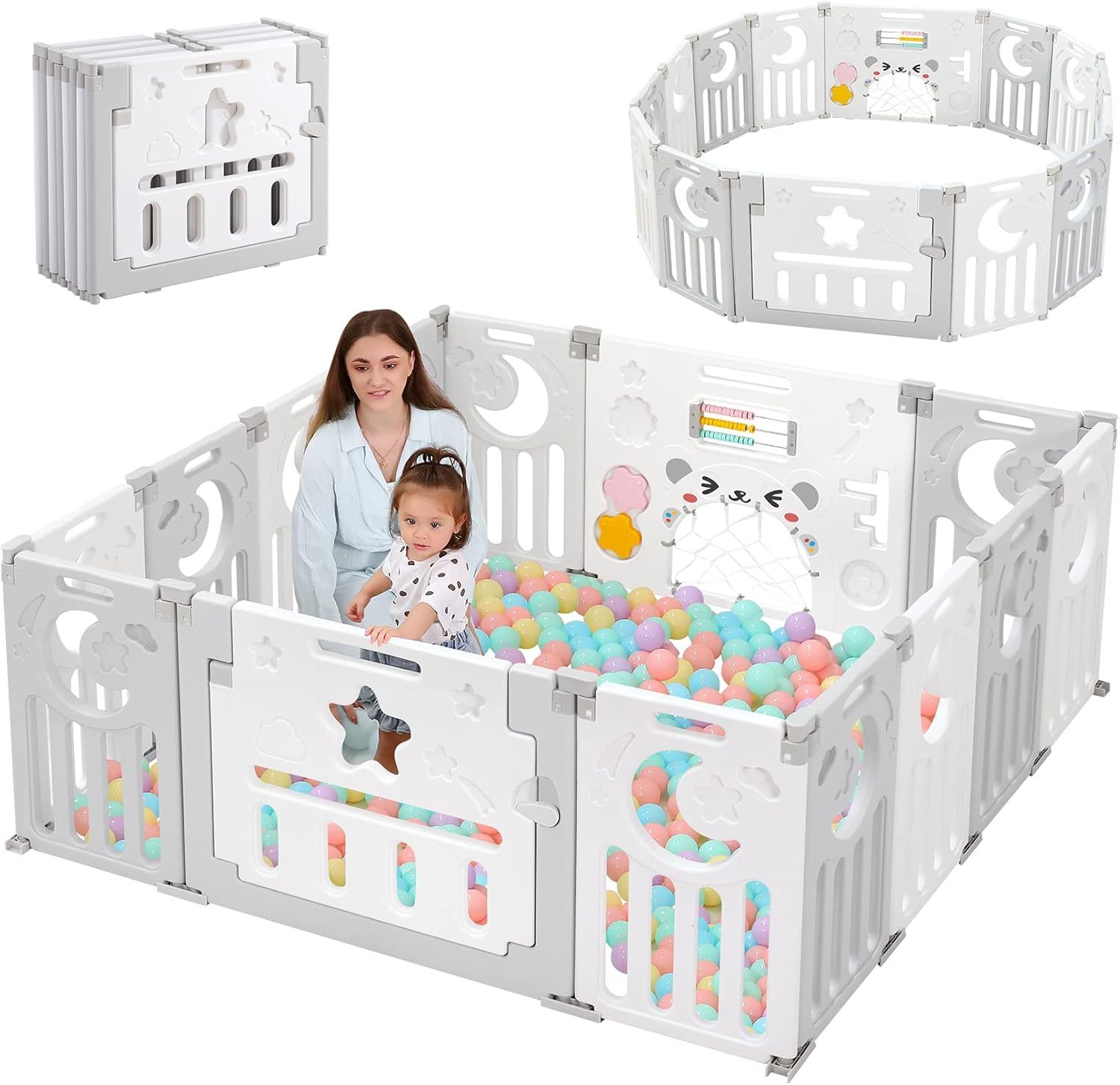 16 panel Playpen for Kids Foldable Baby Play Yard with Safety Fence Lock-image-36