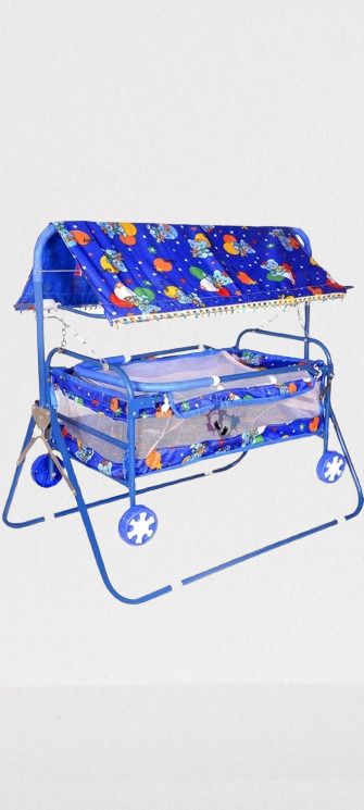 nirjala steel company New Born Baby Cradle, Baby jhula,Baby Bedding,Bassinet with Mosquito (BLUE)-picture-22