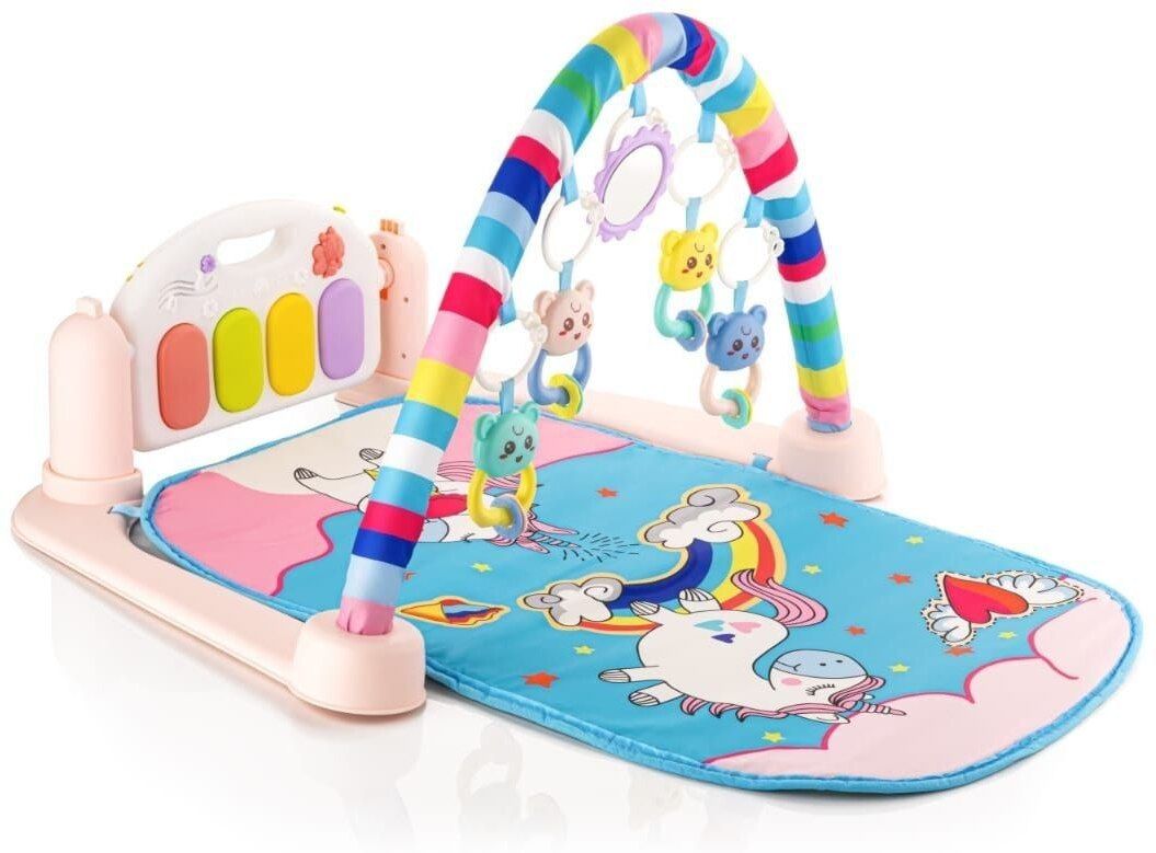 Baby Gym Mat with 5 Pcs Rattle and Animal Sound Effect and Music Mode-image-22