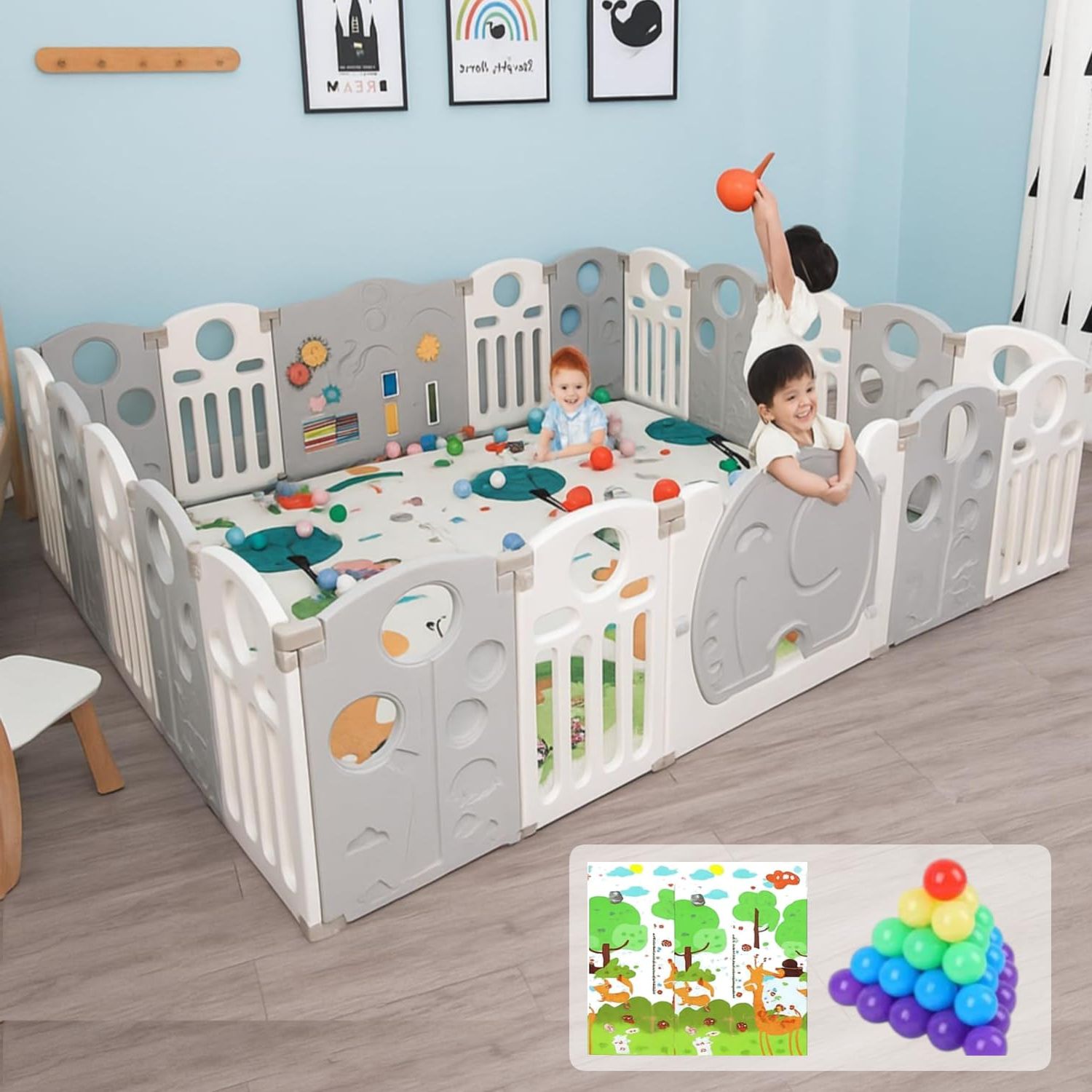 18Panel Playpen for Kids Baby Foldable Play Yard Foldable with Lock for Toddlers-image-27