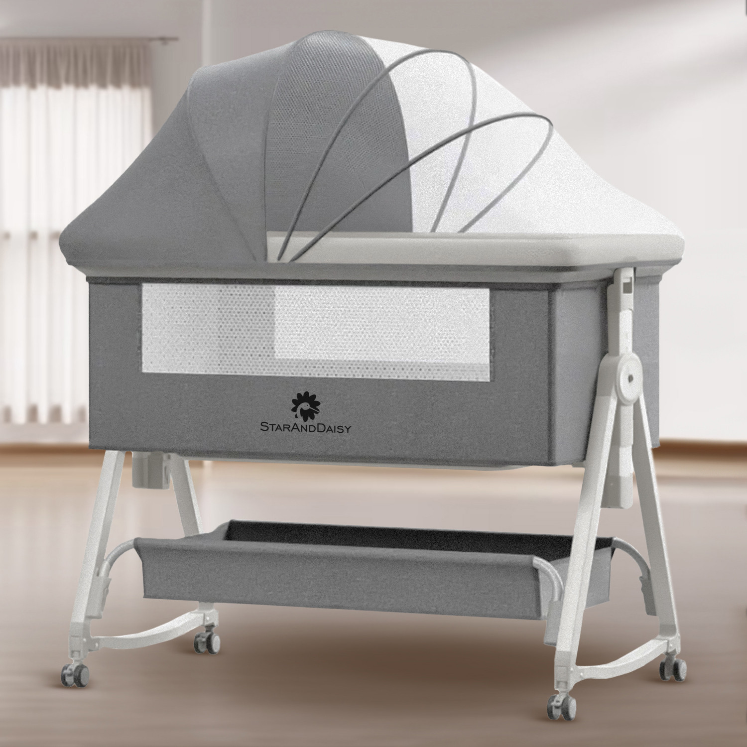 staranddaisy Pluto 3-in1 Baby Cradle with Mosquito Net – Bassinet with Adjustable Height image 1