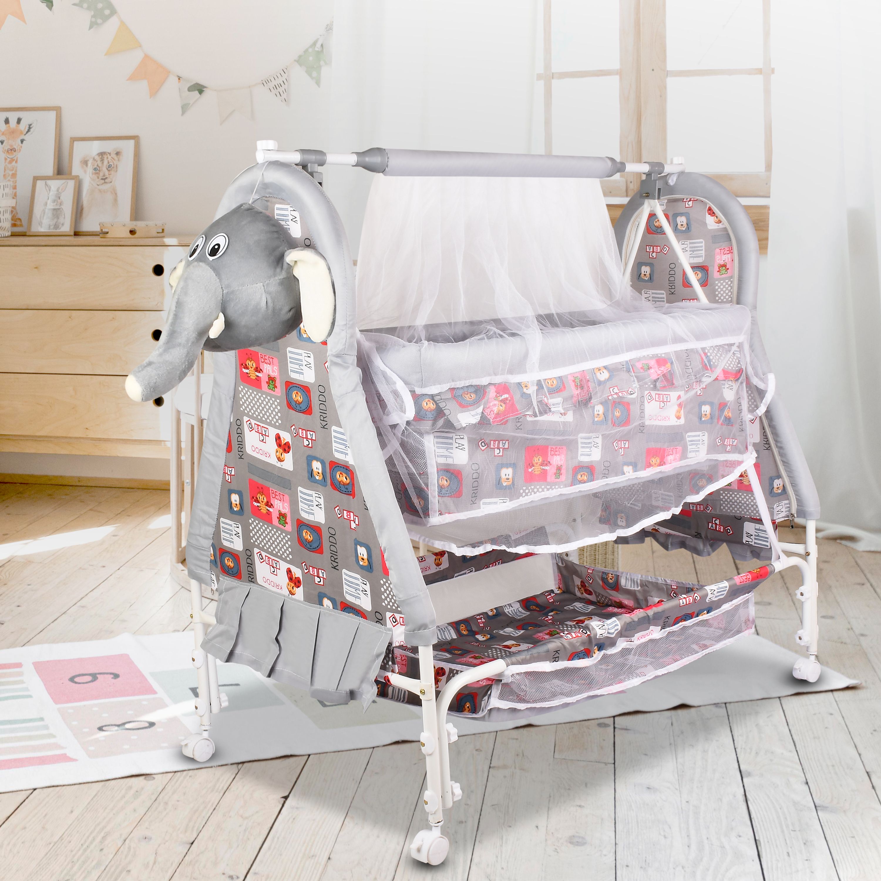 BEST QUALITY BABY CRADLE Jhula Cute Face WITH SWING LOCK FUNCTION-image-31