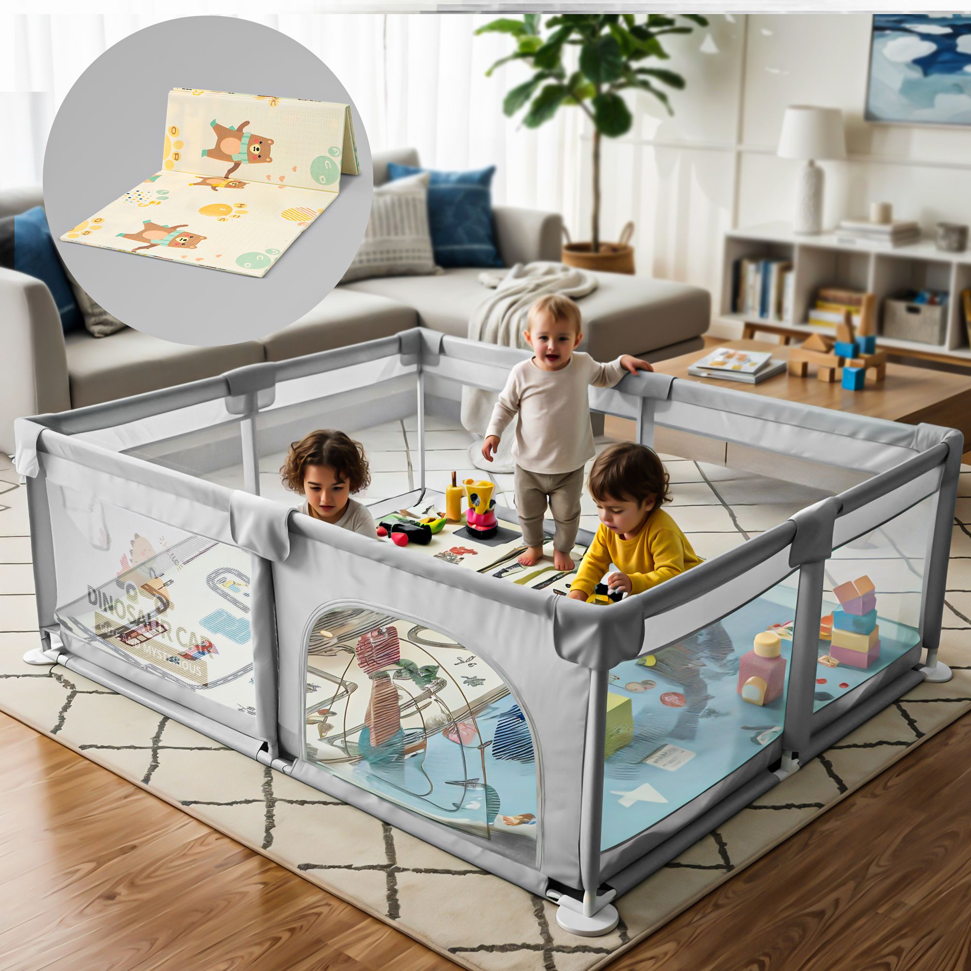 baybee Nestoria Plus Kids Playpen for Baby Playards with Play Mat,Zipper Door&Toy Pouch-picture-15