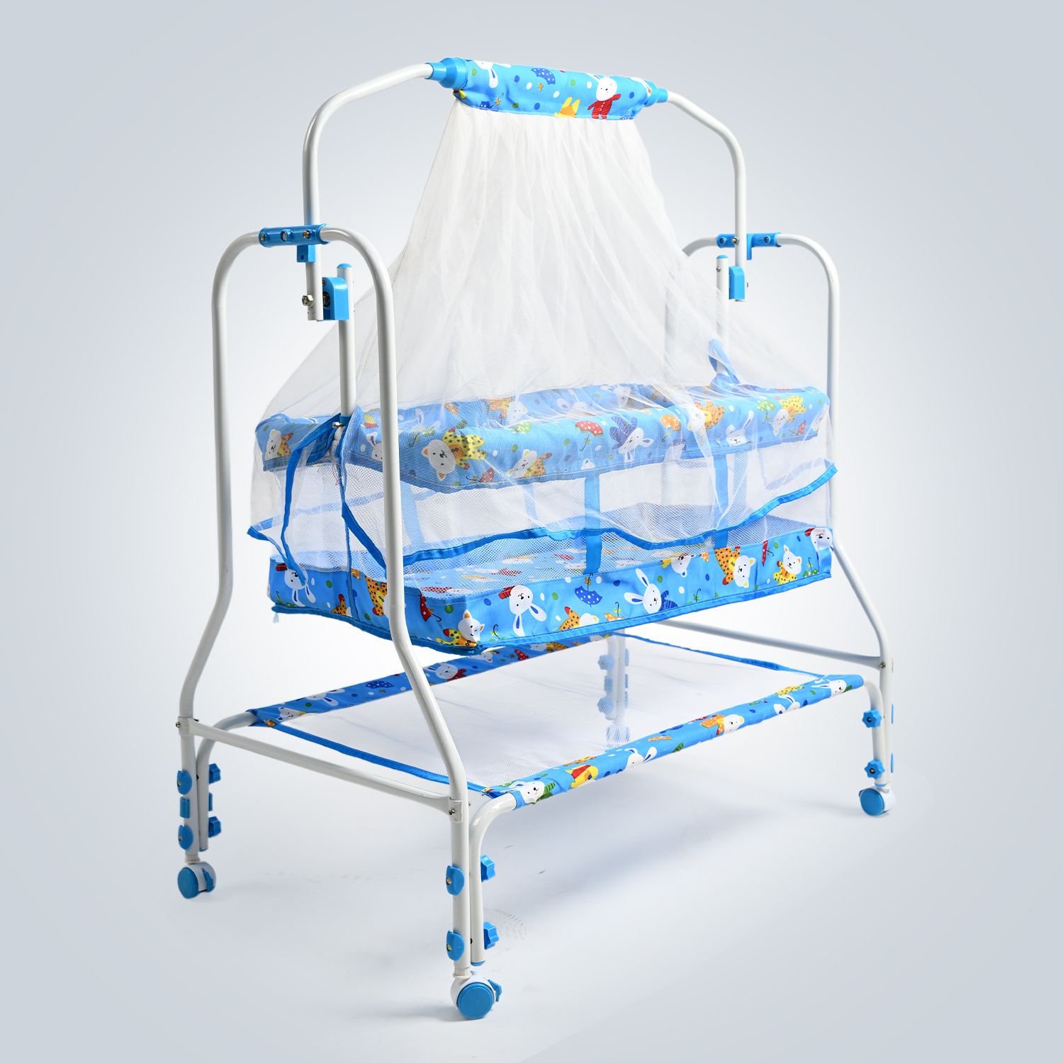 BubbleBaby Baby Cradle Palna Mosquito Net 0-12 Months Four Wheels Storage Basket-image-39
