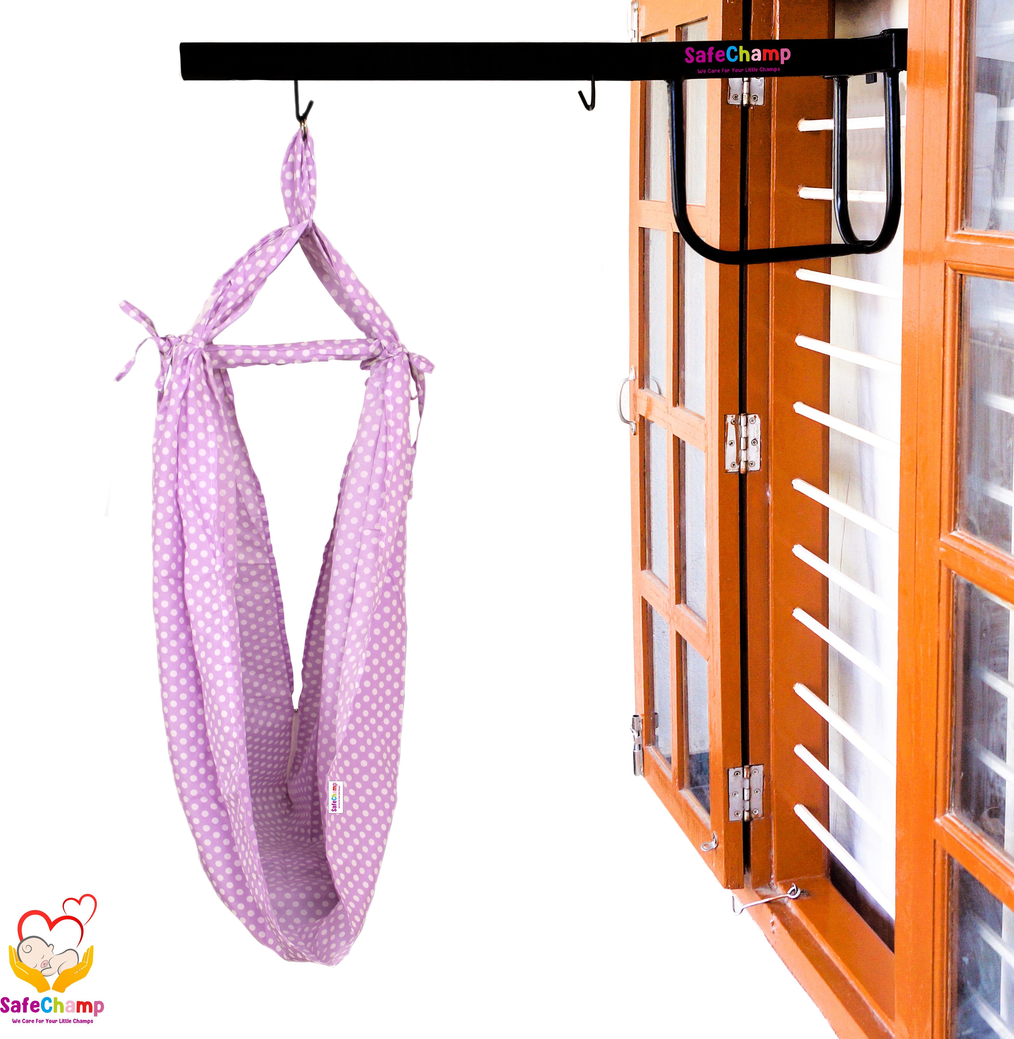Polka Dots Baby Cradle Cloth with Seperator And Metal Window Cradle Hanger-image-2