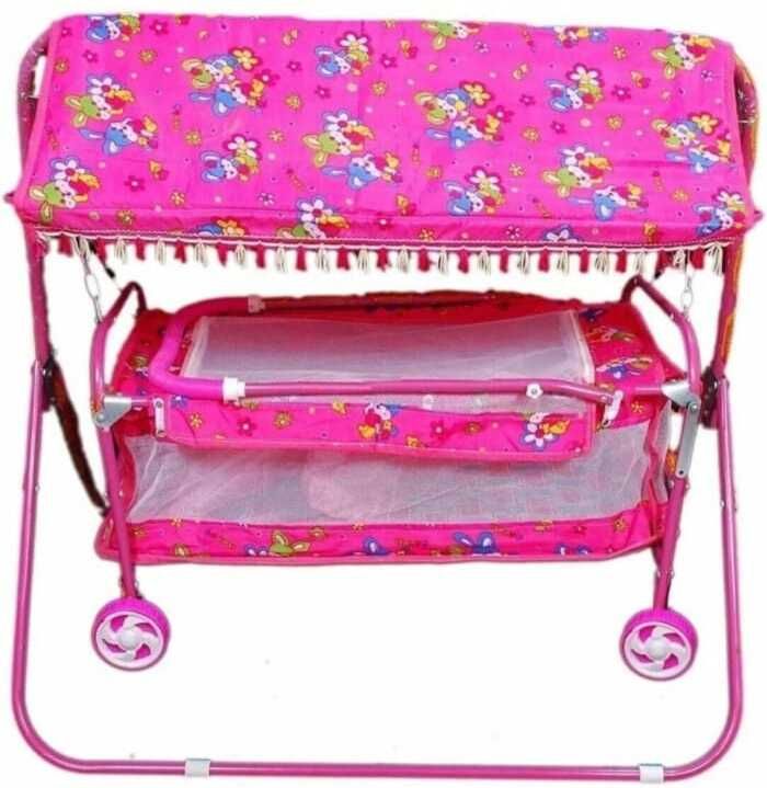 AK STEEL Foldable Baby Cradle Jhula Palna For New Born (PINK)-image-40