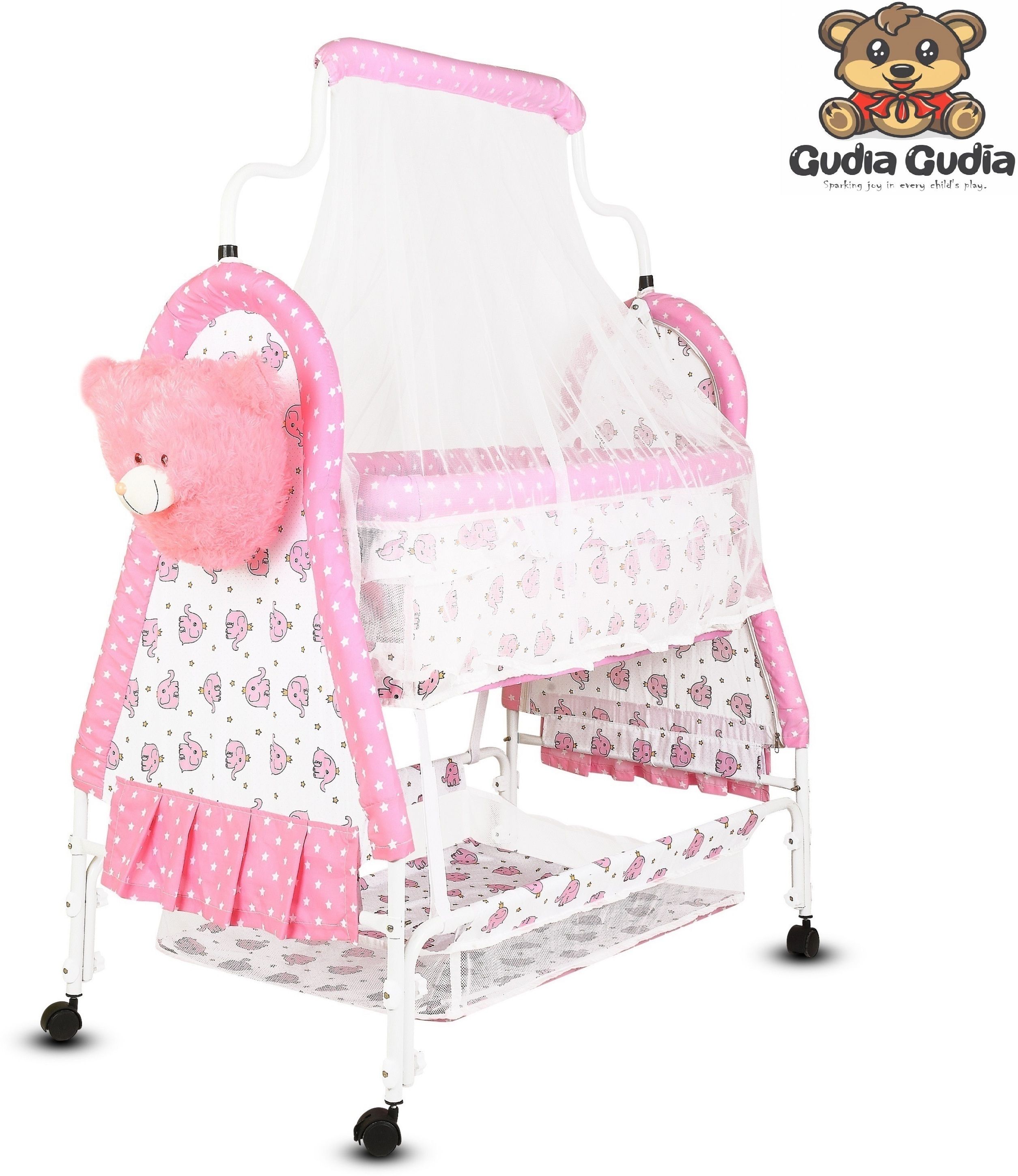 gudda gudia Cradle for kids cradle for baby boy and girl Cradle With Swing & Mosquito Net-picture-46
