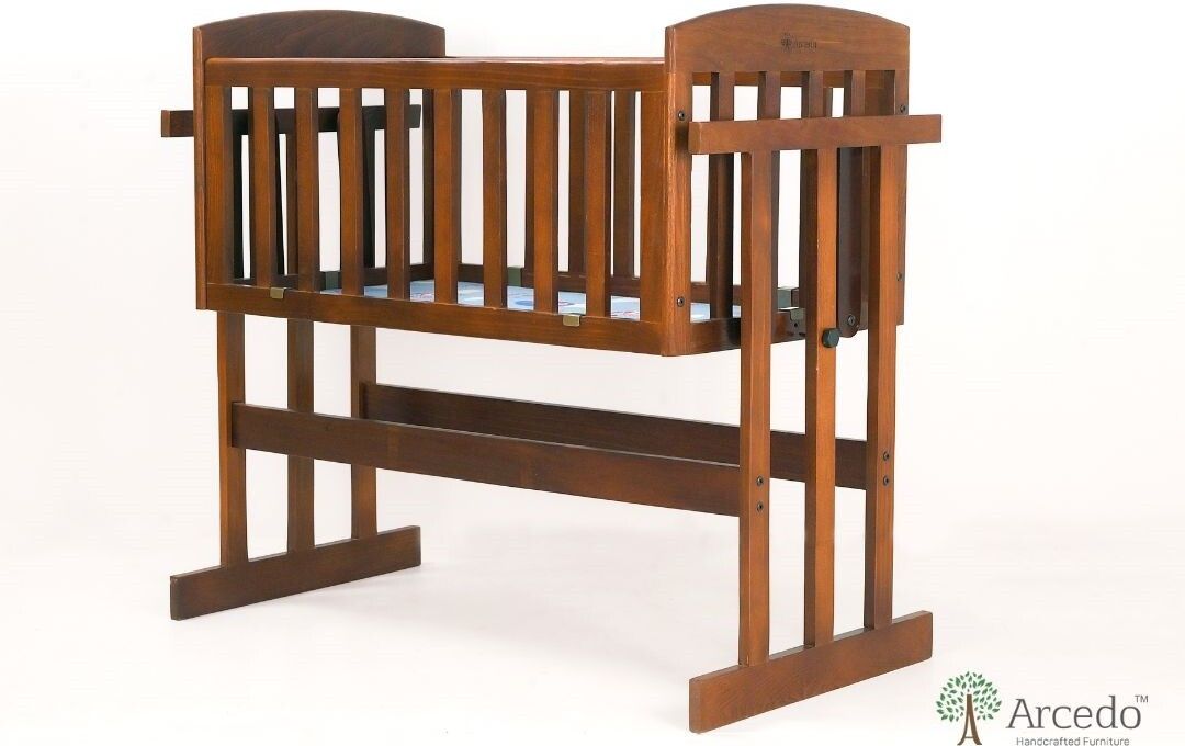 Amber 2-in-1 Wooden Baby Swing Cradle | Solid Wood Jhula with Swing Lock-image-2