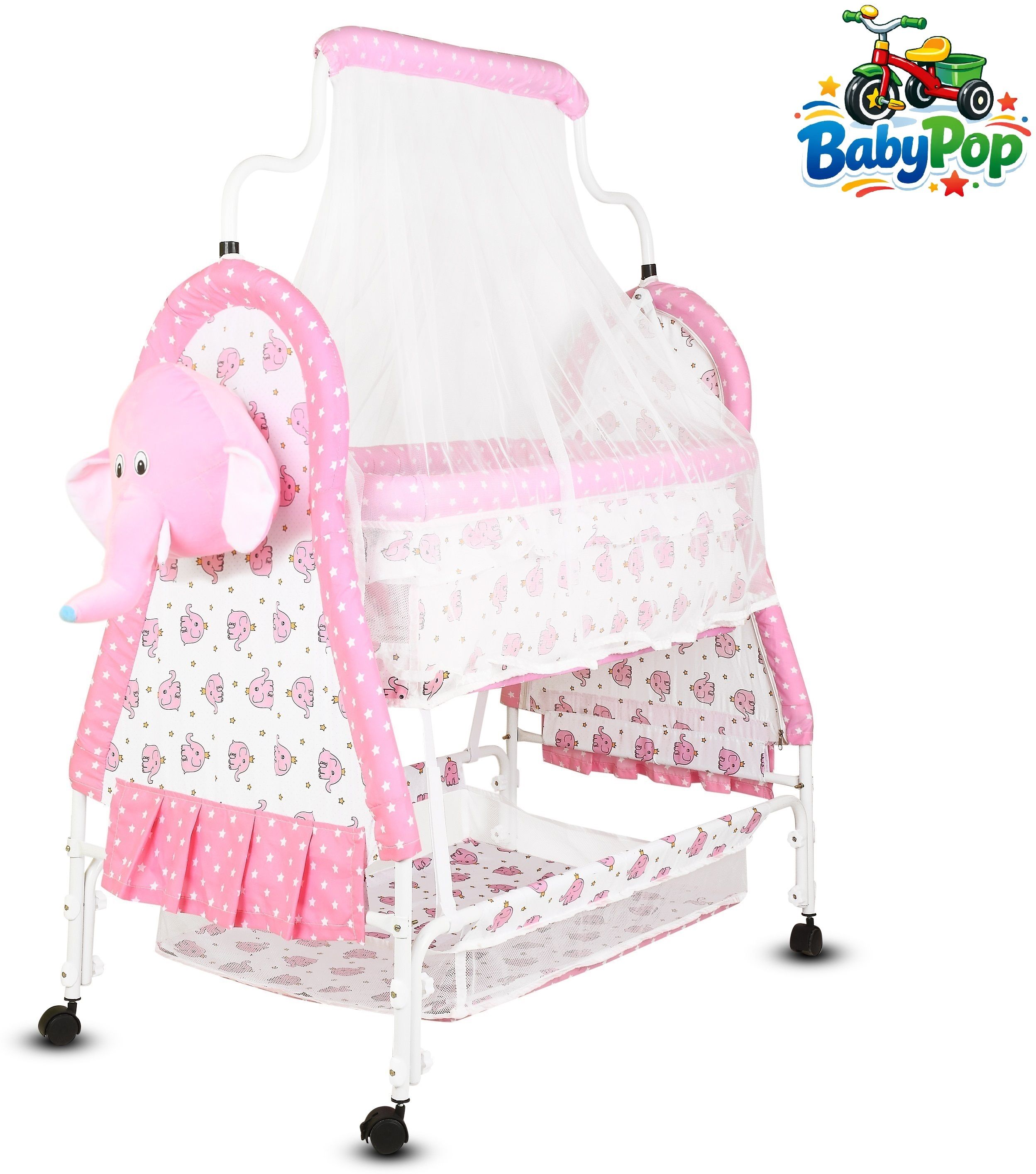 babypop Cradle for kids cradle for baby boy and girl Cradle With Swing & Mosquito Net-picture-18
