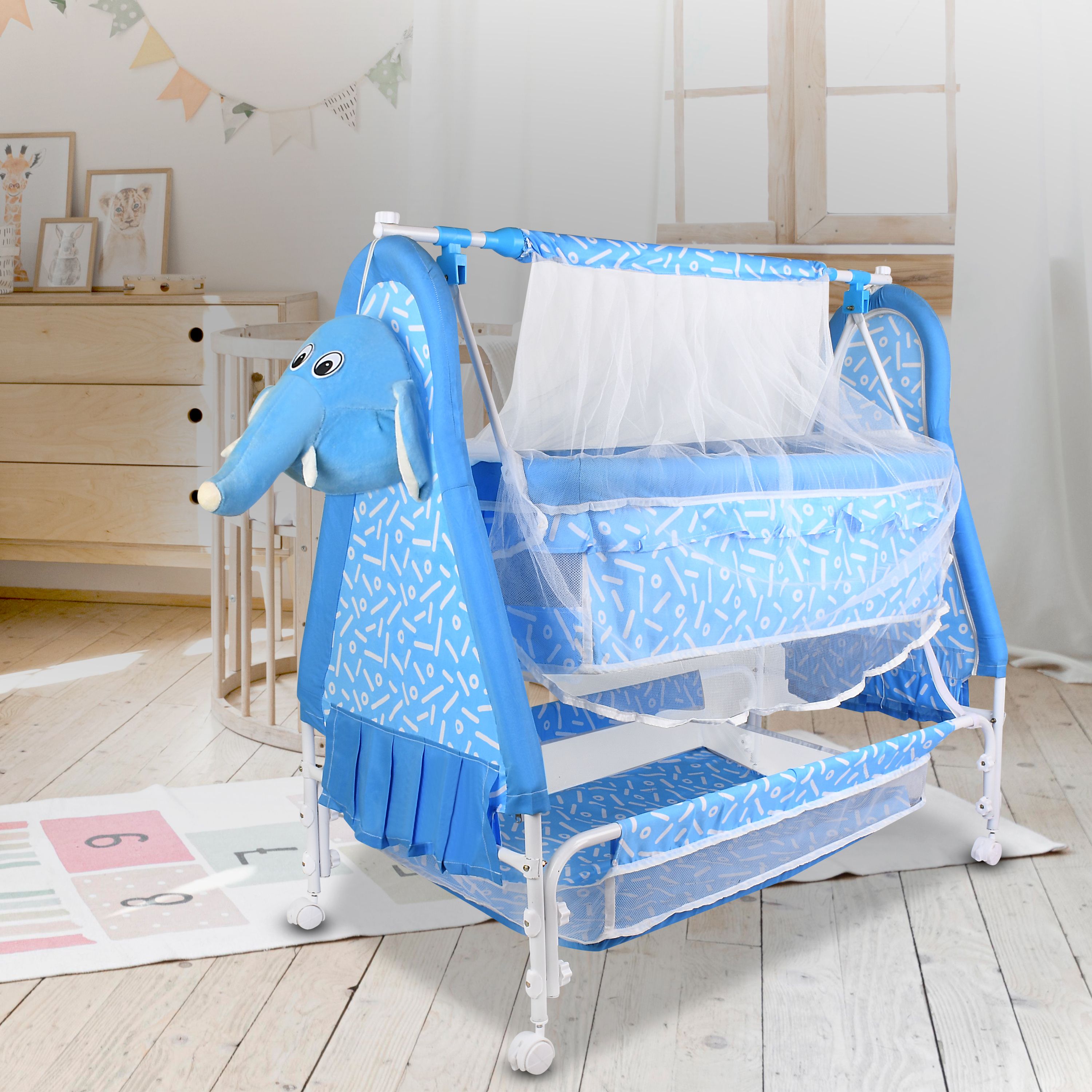 lol-fun BEST QUALITY BABY CRADLE Jhula Cute Face WITH SWING LOCK FUNCTION-picture-23