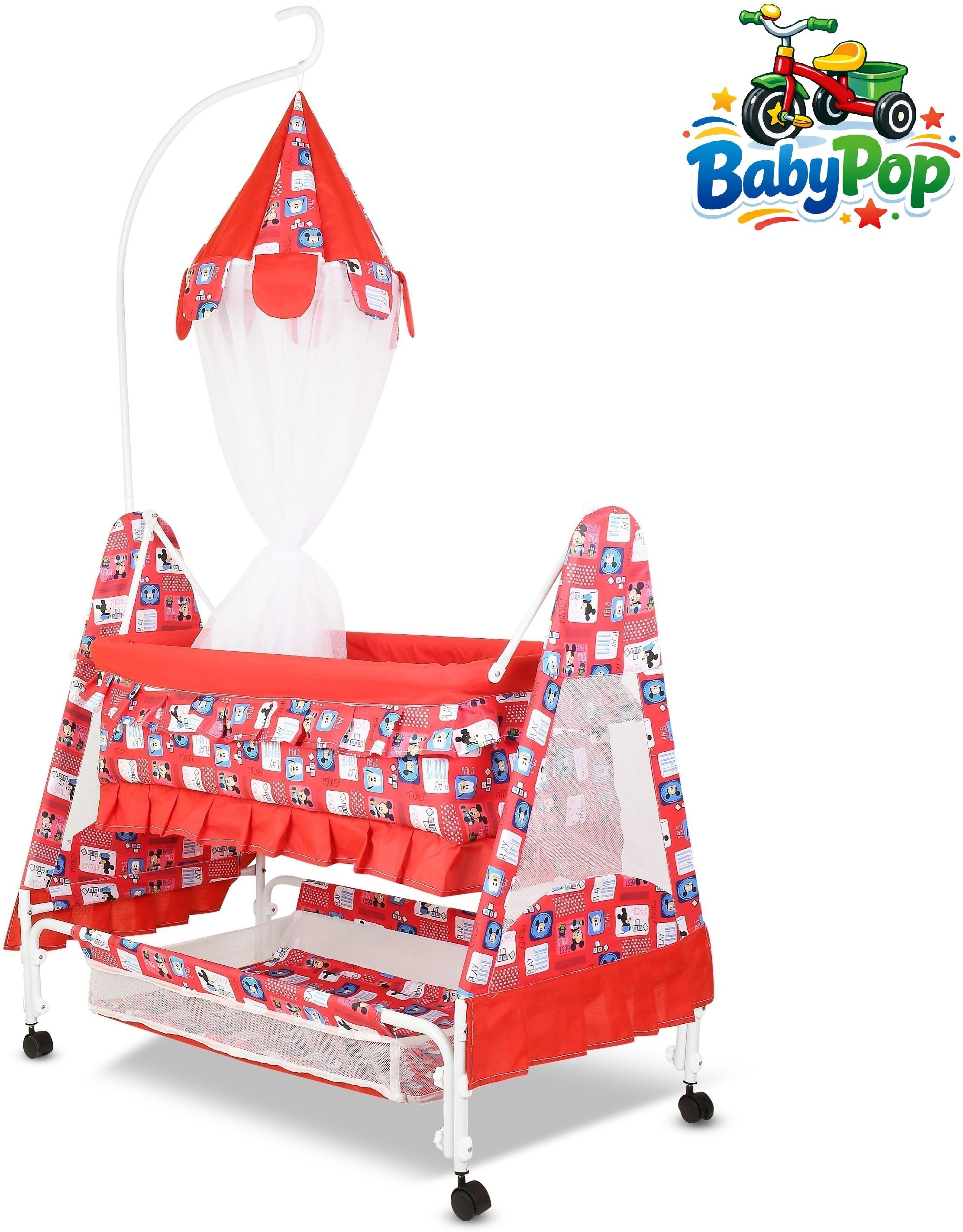 Cradle for kids cradle for baby boy and girl Cradle With Swing & Mosquito Net-image-29