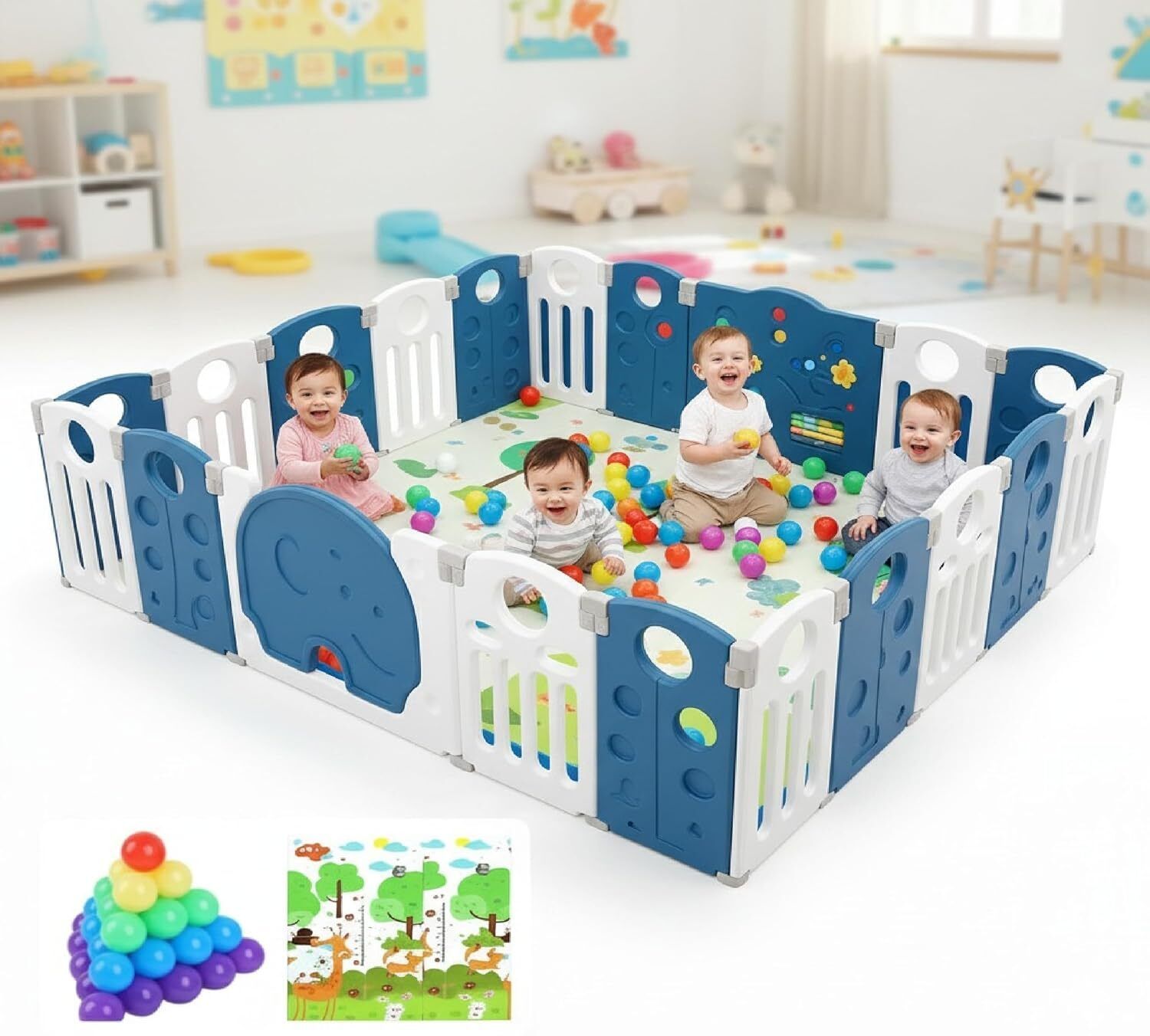 nucarture 20 Panel Baby Playpen with Mat & Play Balls, Kids Fence for Indoor & Outdoor-picture-15