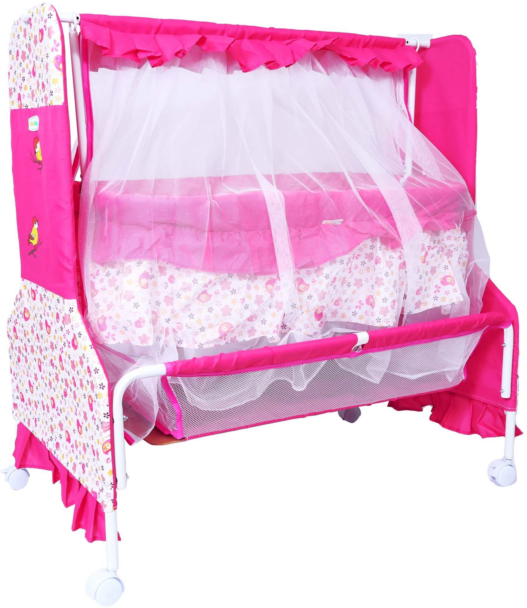 Baby Bassinet Swing Cradle Jhula with Mosquito Net & Storage Basket for New Born Bassinet-image-38