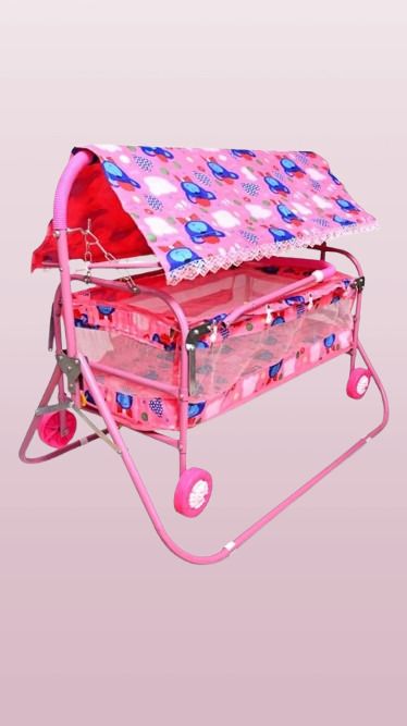 nirjala steel company Baby Cradle For Baby With Swing buggi, mosquito net and Heavy Body Frame-picture-24