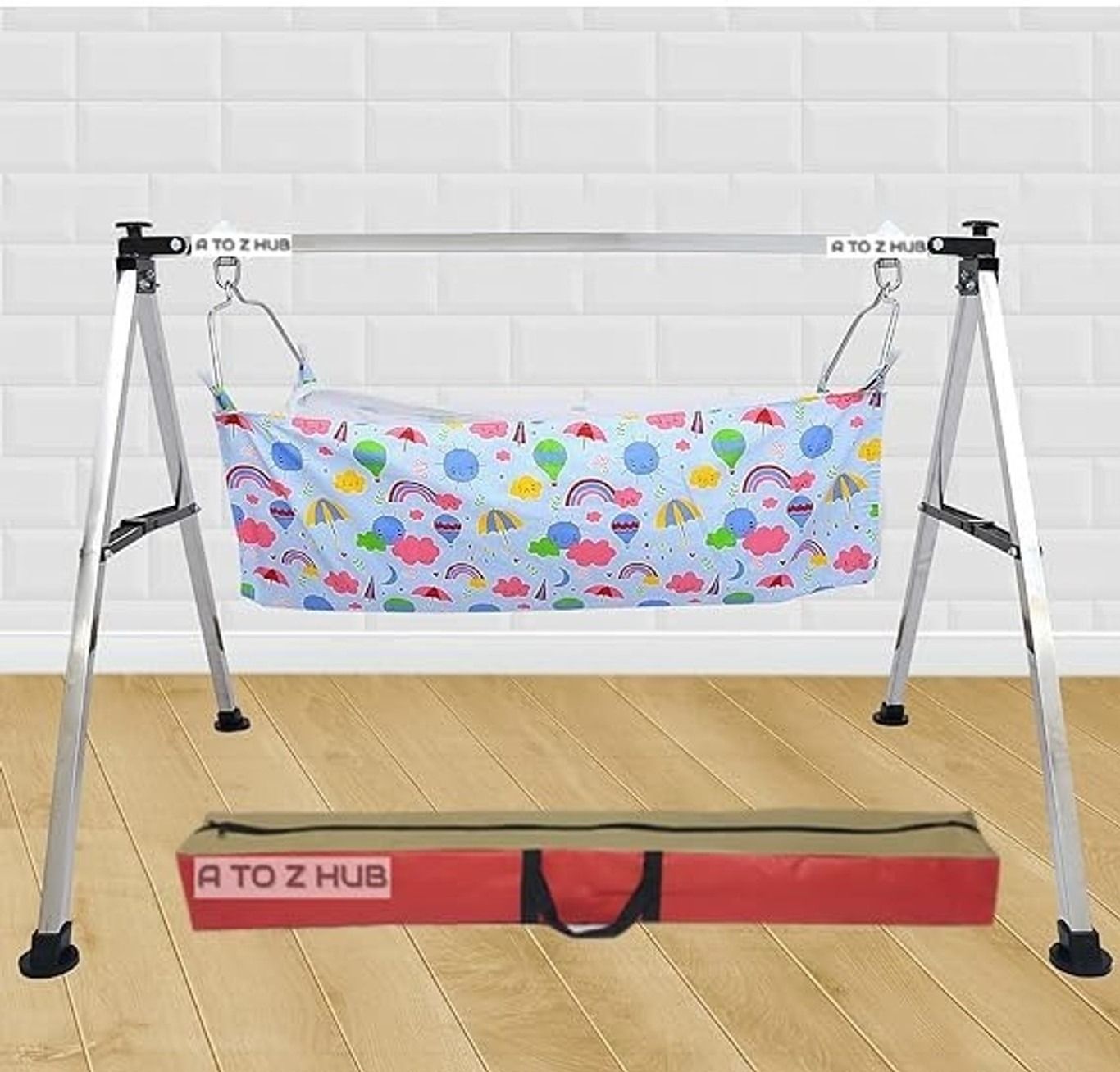 Baby Cradle Hammock Swing with Stand, Multicolor-image-2