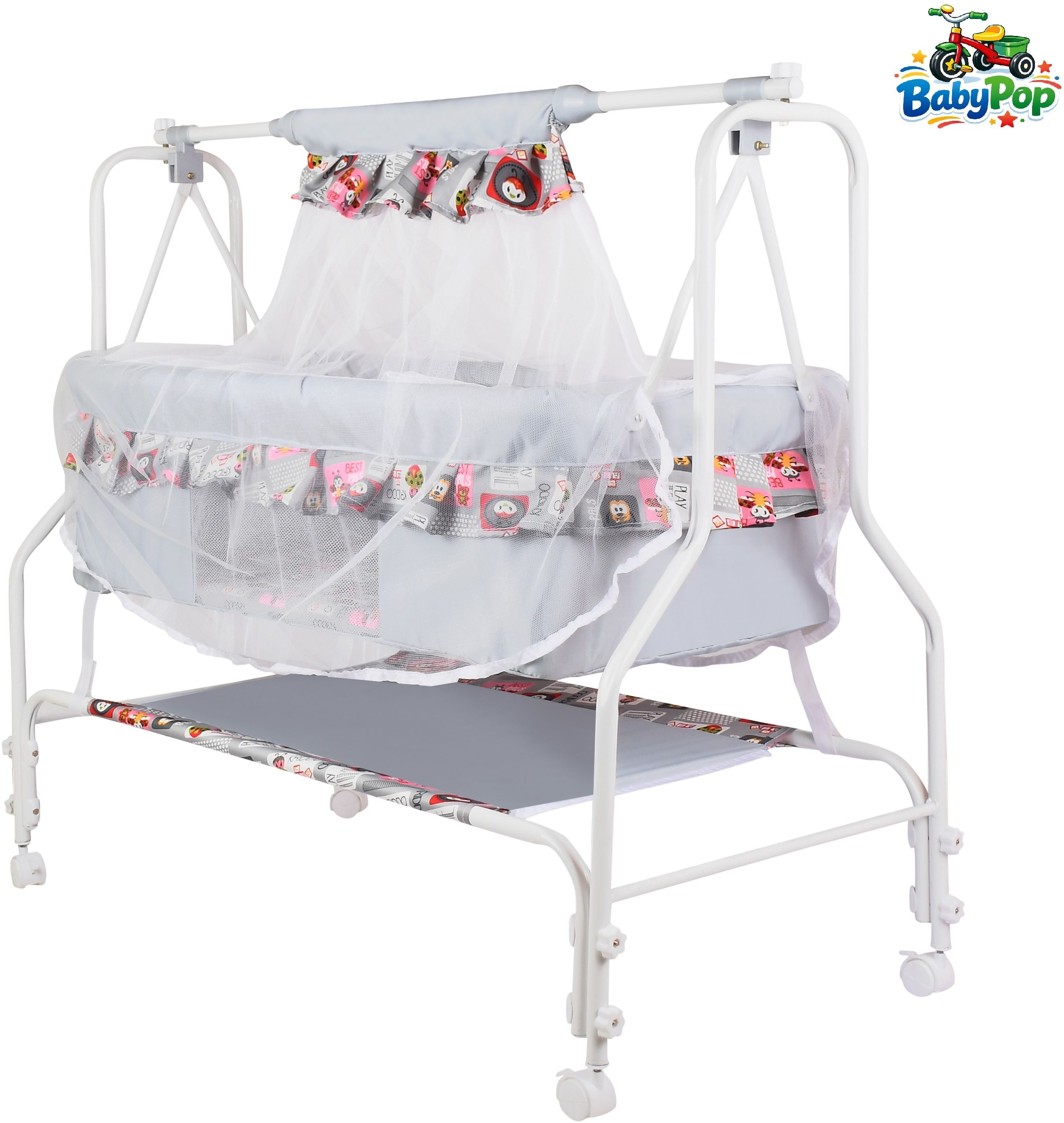 Cradle for kids cradle for baby boy and girl Cradle With Swing & Mosquito Net-image-31
