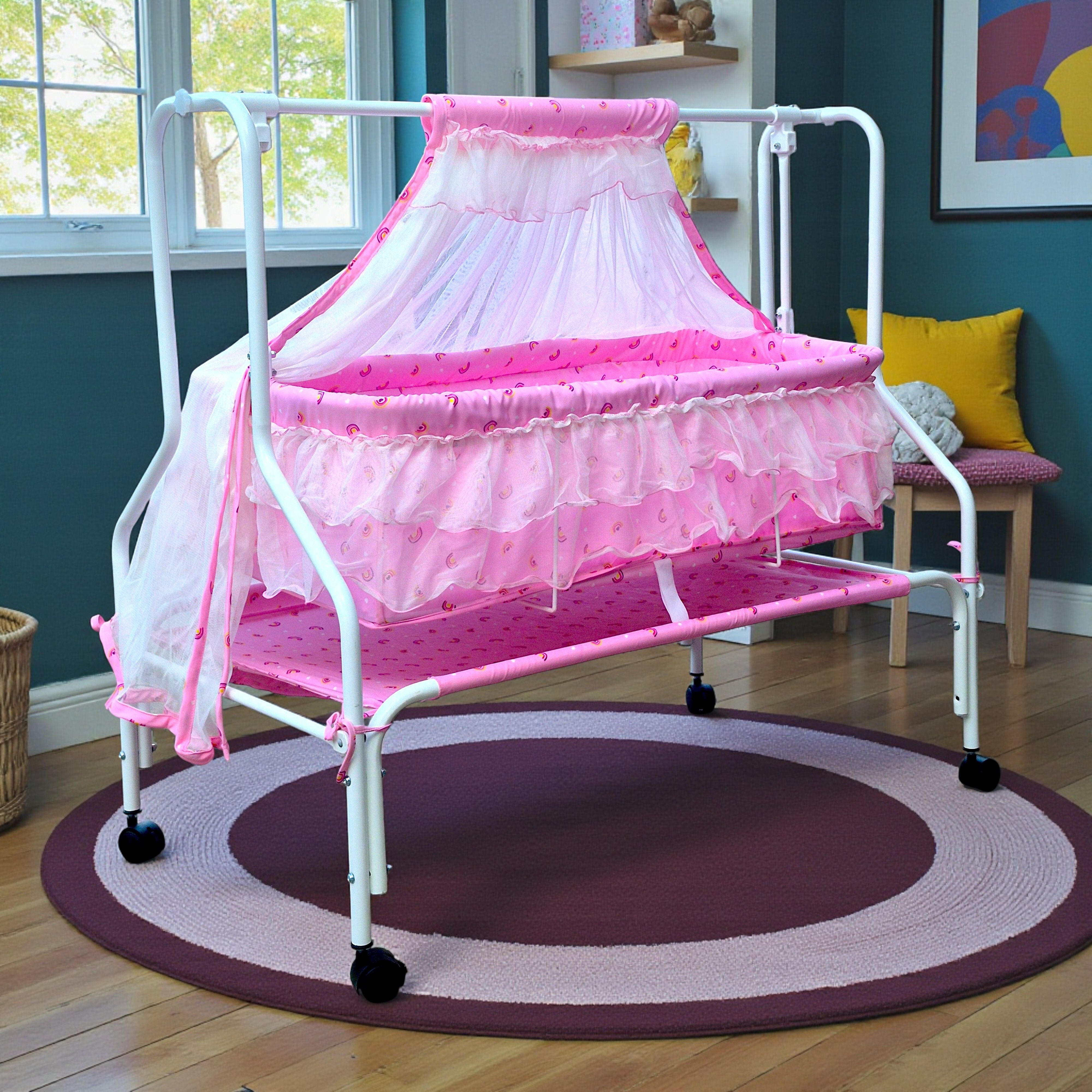 kiddery HESTIA | Premium baby cradle Free Plush Mattress & Mosquito Net [0-10 M]-picture-19