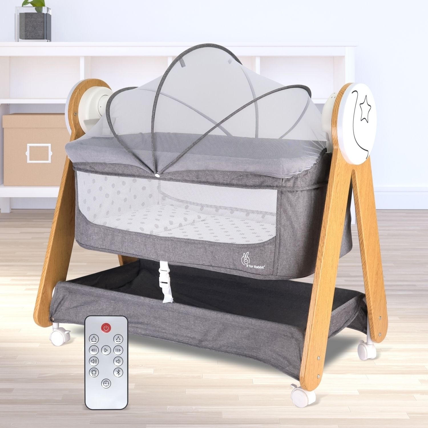 r for rabbit Lullabies Woodsy Electric Baby Cradle & Bassinet with Lockable Wheels-picture-27