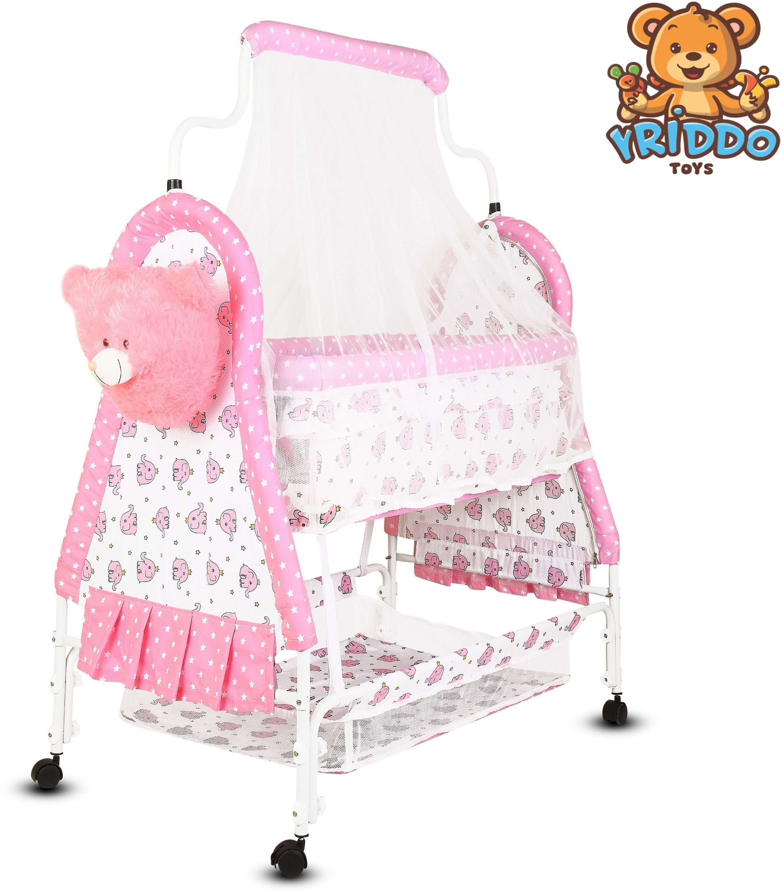 kriddo Cradle for kids cradle for baby boy and girl Cradle With Swing & Mosquito Net-picture-11