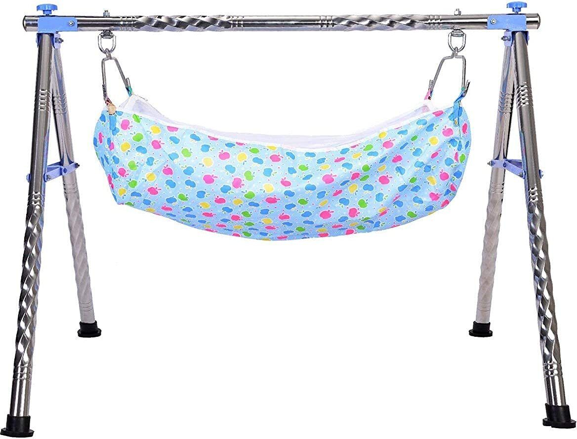 Baby Boy's & Girl's Portable Folding Swing(Folding Round Pipe Blue)-image-10