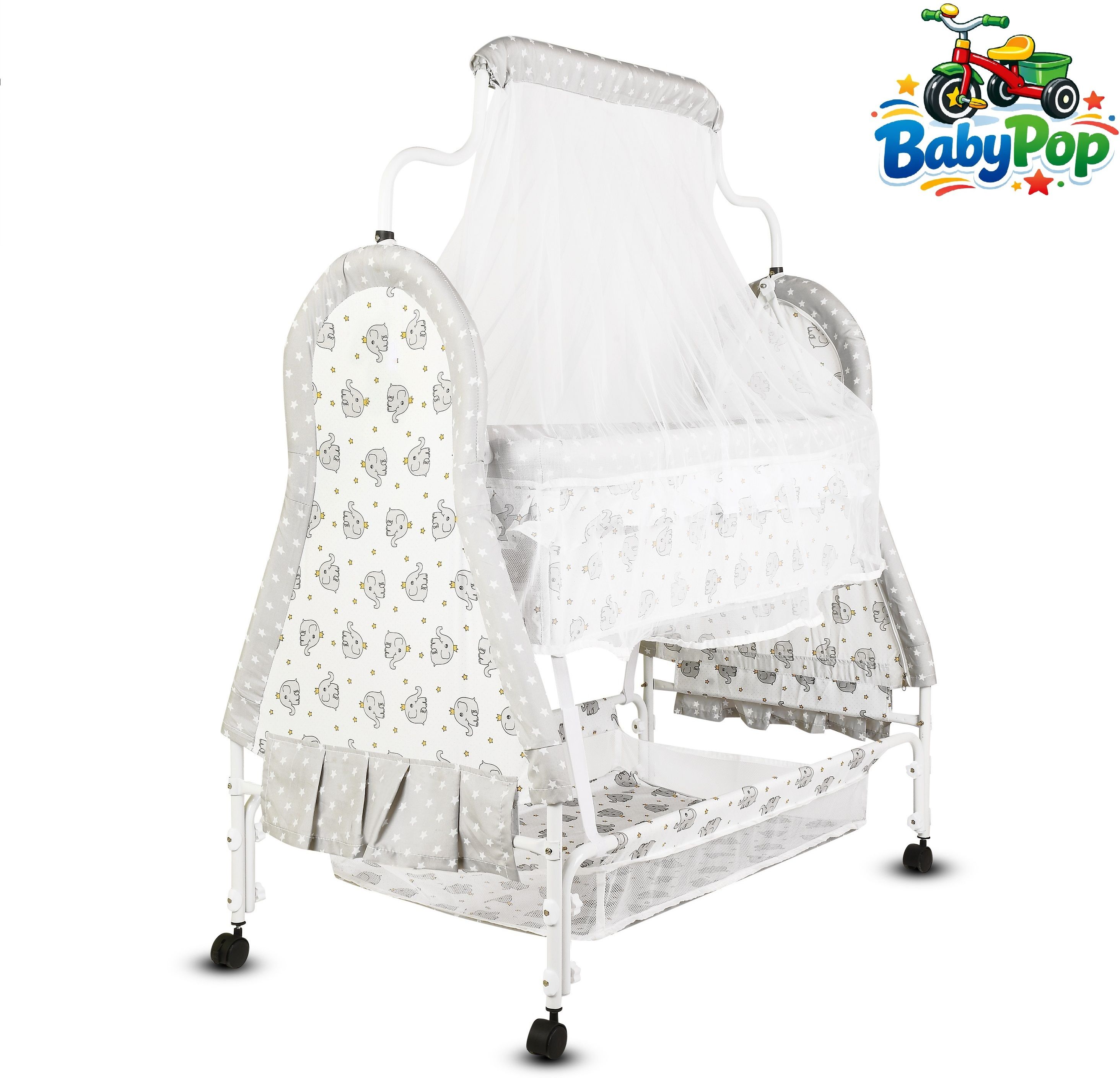 babypop Cradle for kids cradle for baby boy and girl Cradle With Swing & Mosquito Net-picture-35