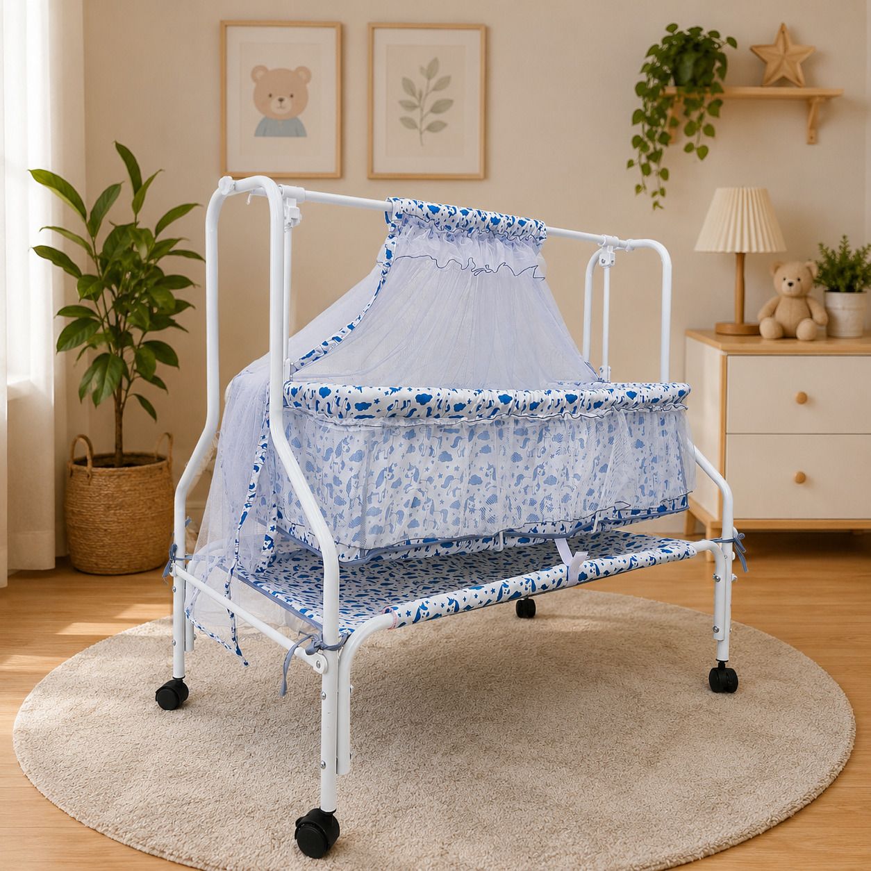 kiddery Auri | Premium baby cradle Free Mattress & Mosquito Net [0-10 M]-picture-38