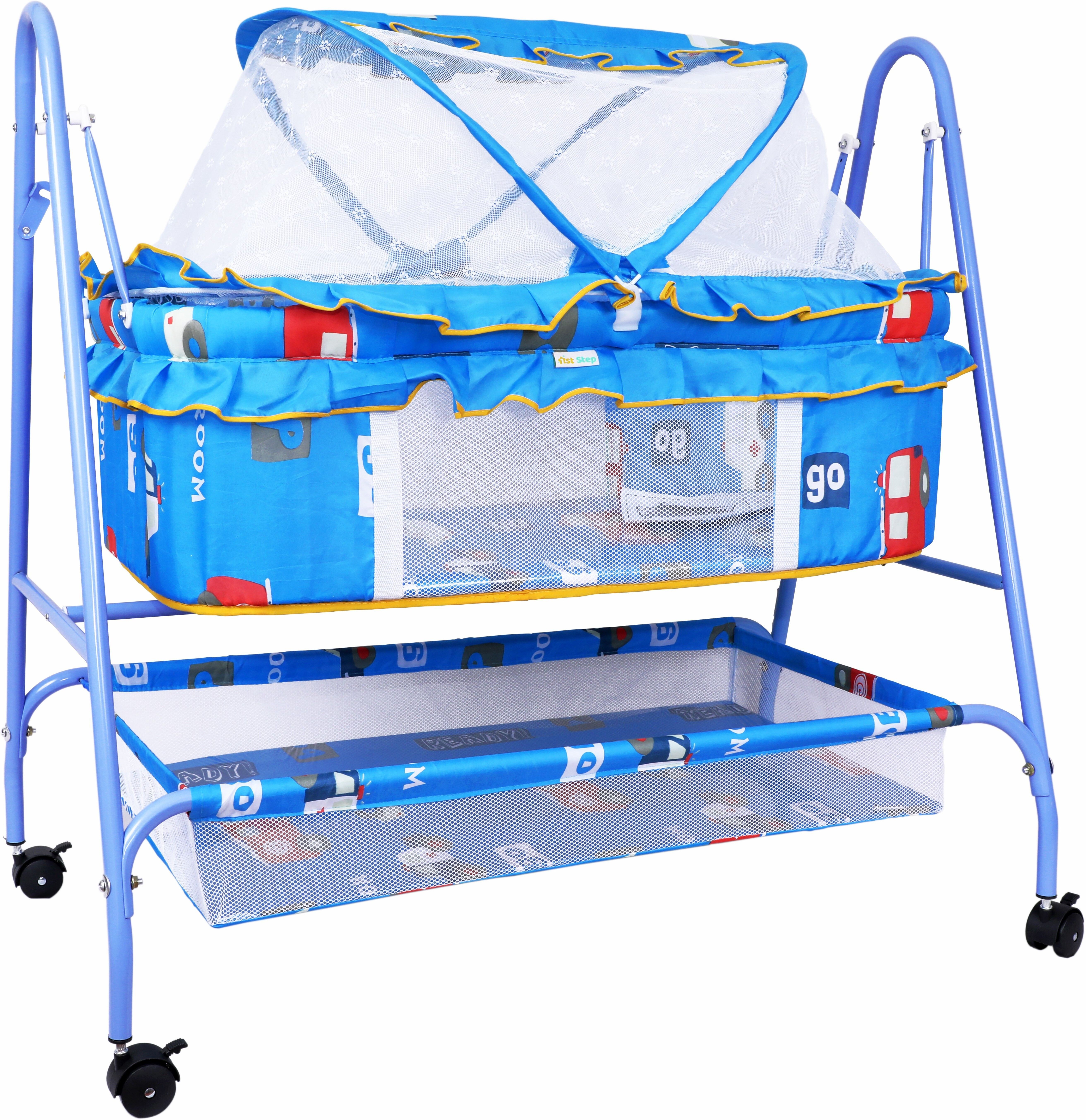 Baby Swing Cradle Jhula with Mosquito Net And Storage Basket for New Born Baby