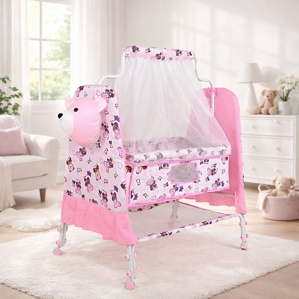 bubblebaby Premium Quality Cradle For 0-12Months Old With Wheels,Storage Basket,MosquitoNet-picture-38