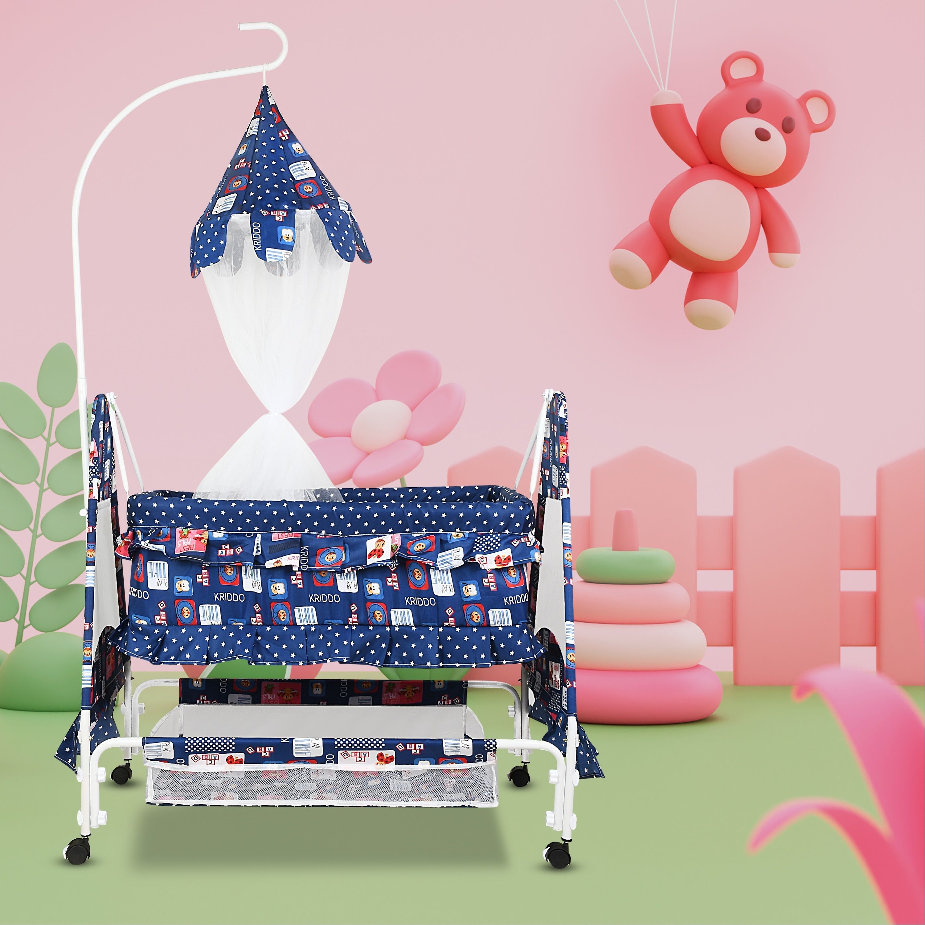 Cradle for kids cradle for baby boy and girl Cradle With Swing & Mosquito Net-image-17