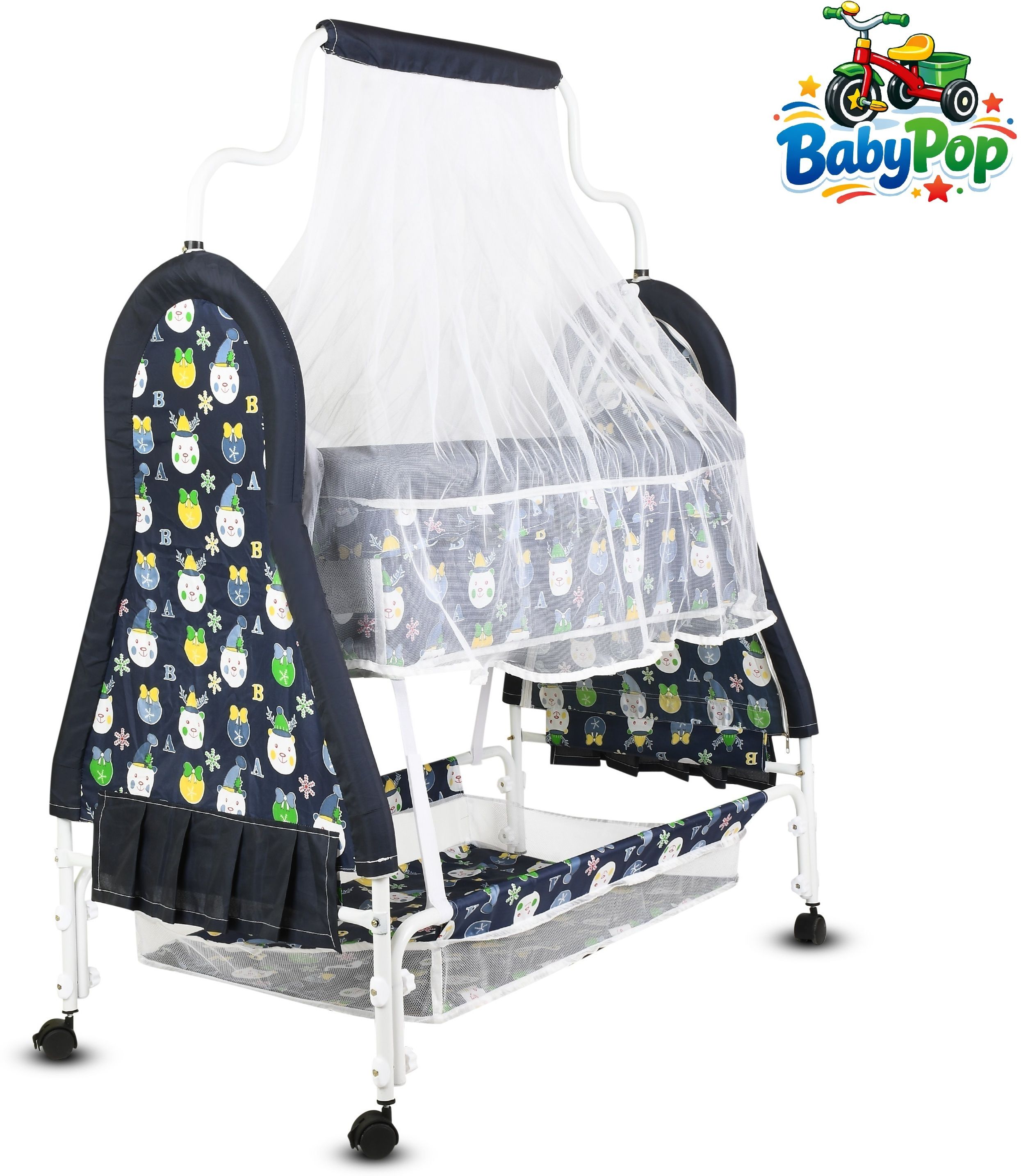 babypop Cradle for kids cradle for baby boy and girl Cradle With Swing & Mosquito Net-picture-18