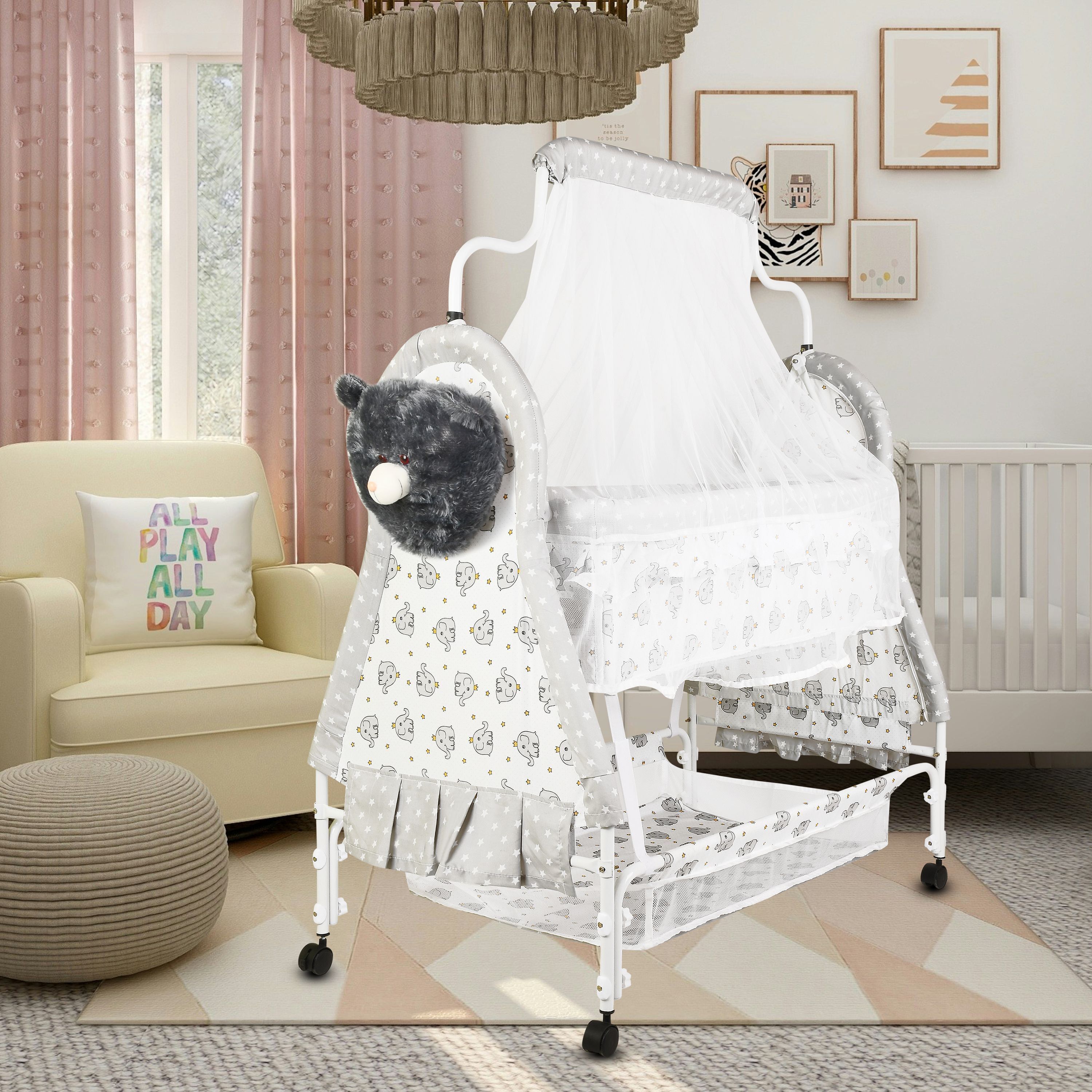 Cradle for baby boy and girls. Cradle With Swing And Mosquito Net .-image-43