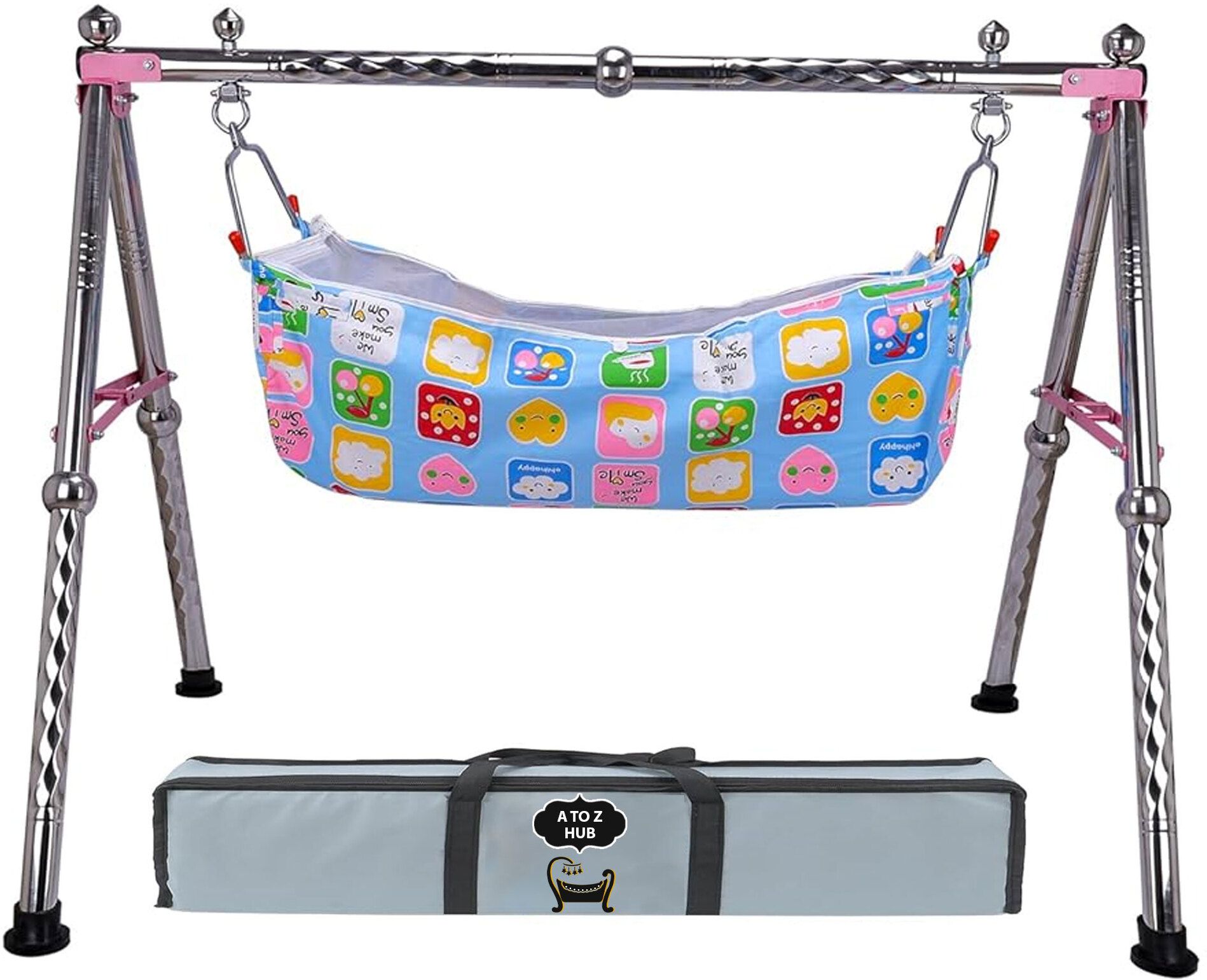 foldable Baby Cradle/ghodiyu/Swing/jhula With mosquito net Hammock cloth-image-15