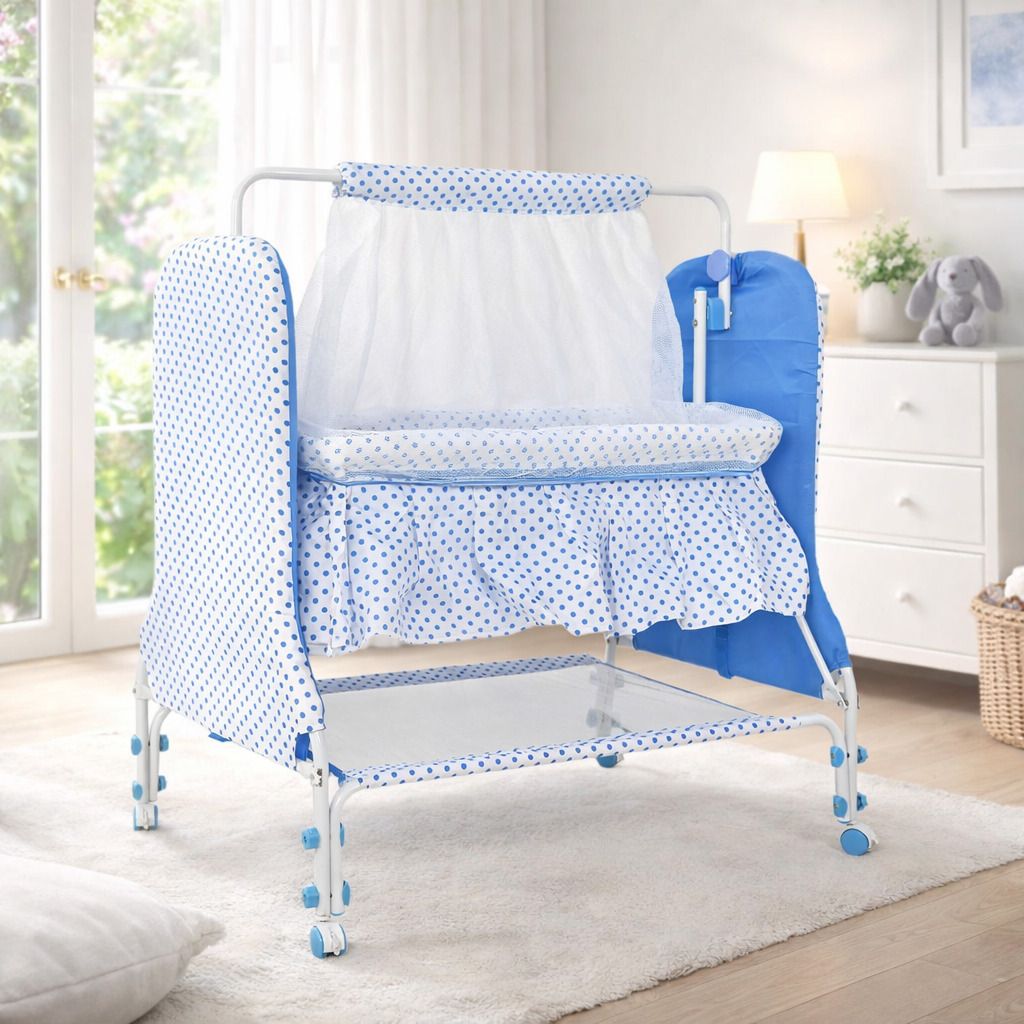 bubblebaby Premium Quality Cradle For 0-12Months Old With Wheels,Storage Basket,MosquitoNet-picture-36