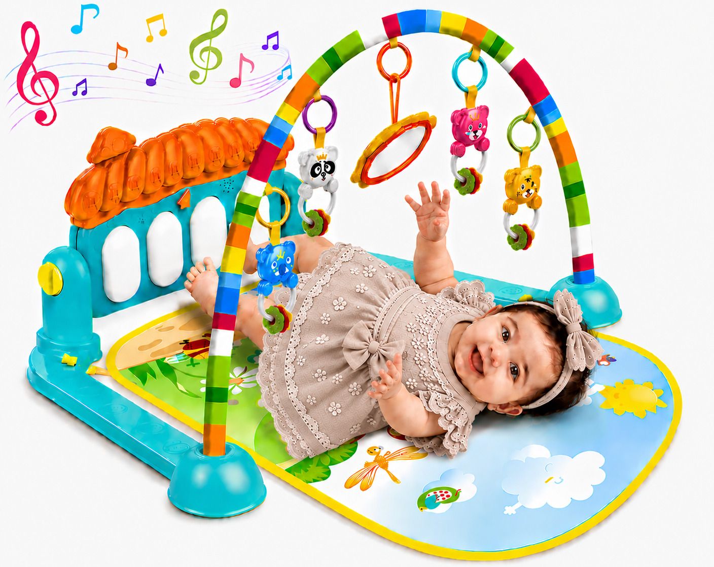 learn with fun Baby Gym Mat Piano Fitness Rack Play Gym Toy with Hanging Toys 0-18M-picture-26
