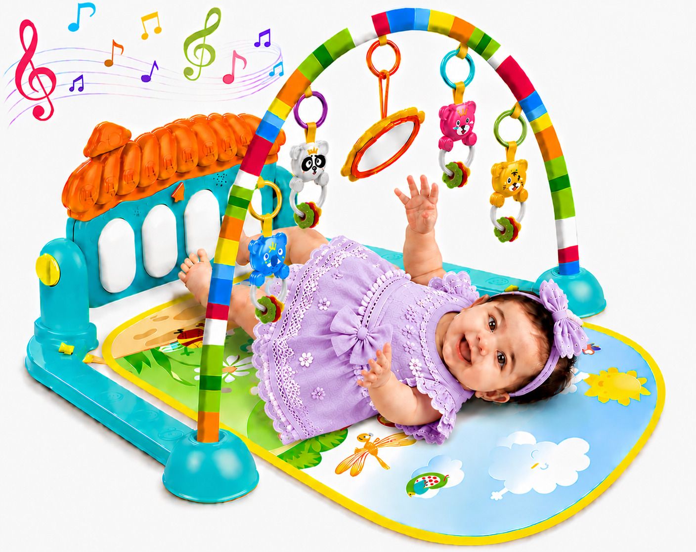 learn with fun Play Gym Baby Mat Piano Fitness Rack with Hanging Toys for Babies 0-18M-picture-20