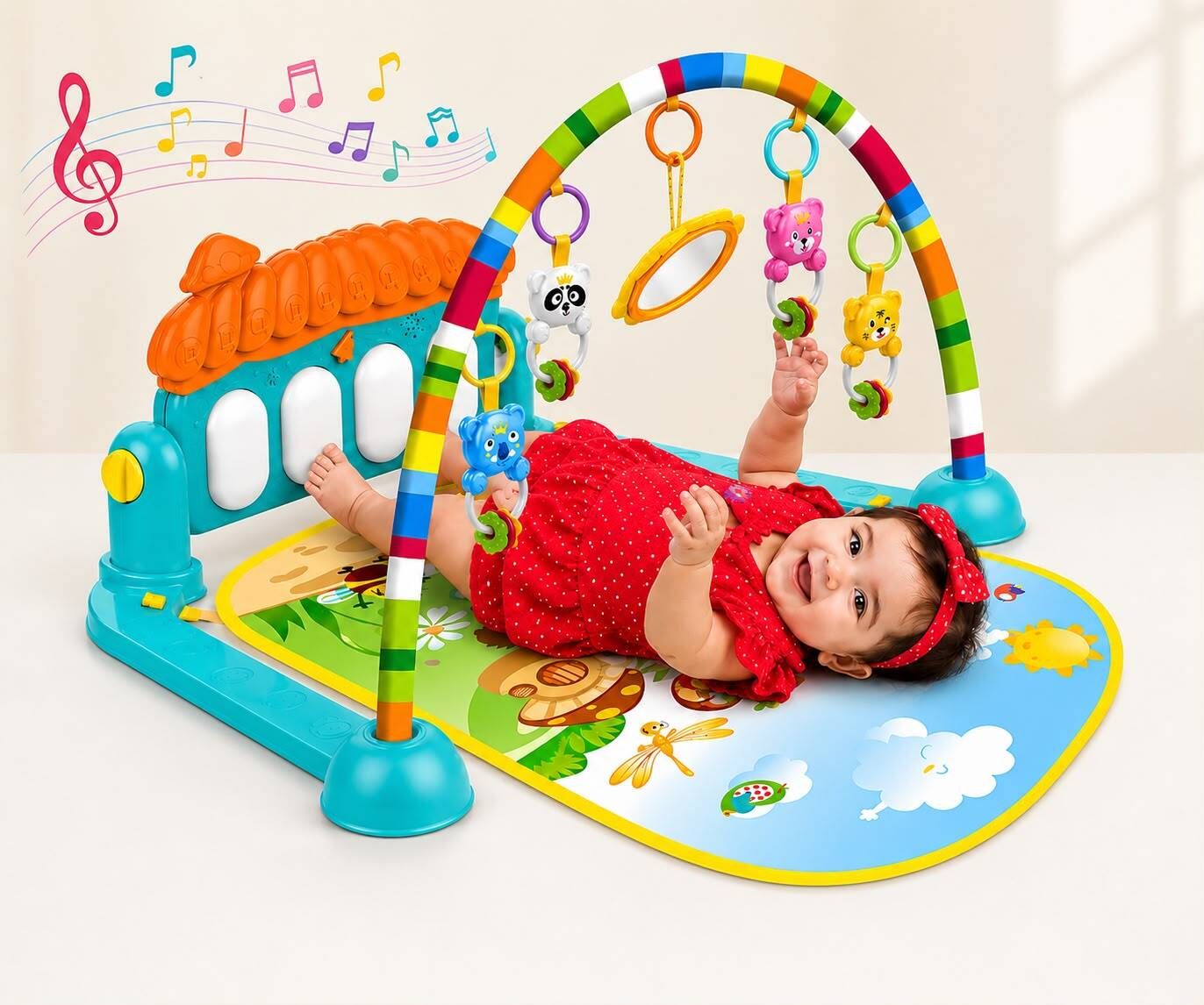 Educational Activity Gym Mat with Hanging Rattles & Piano-image-29