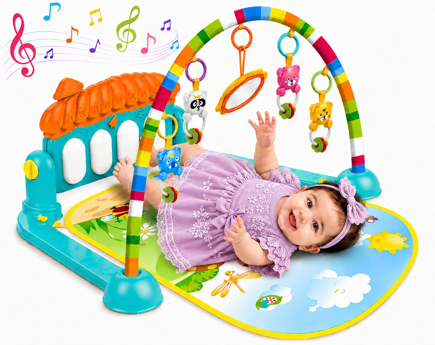Baby Play Mat Gym with Piano Fitness Rack Newborn Toys 0-18M-image-20