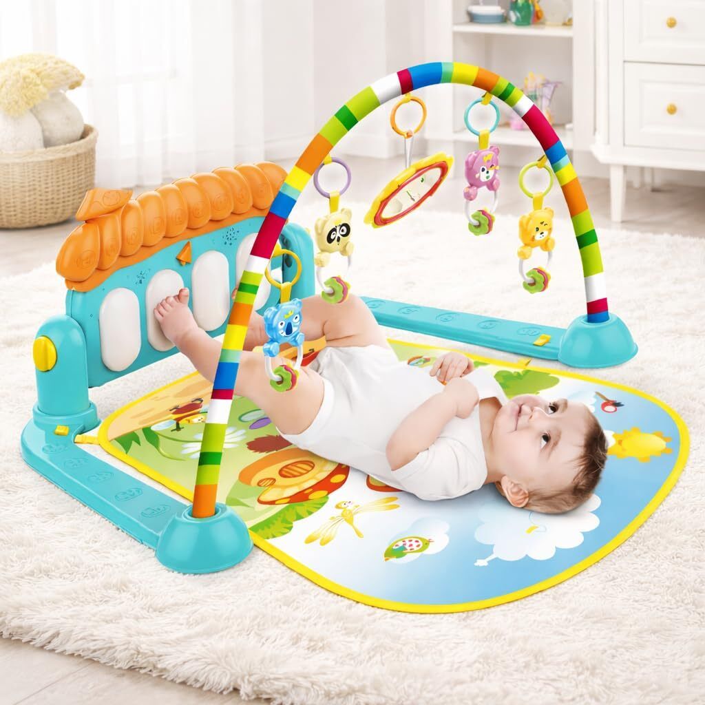 Play Gym Musical Keyboard Activity Hanging Rattles Lights for Baby Boys Girls-image-6