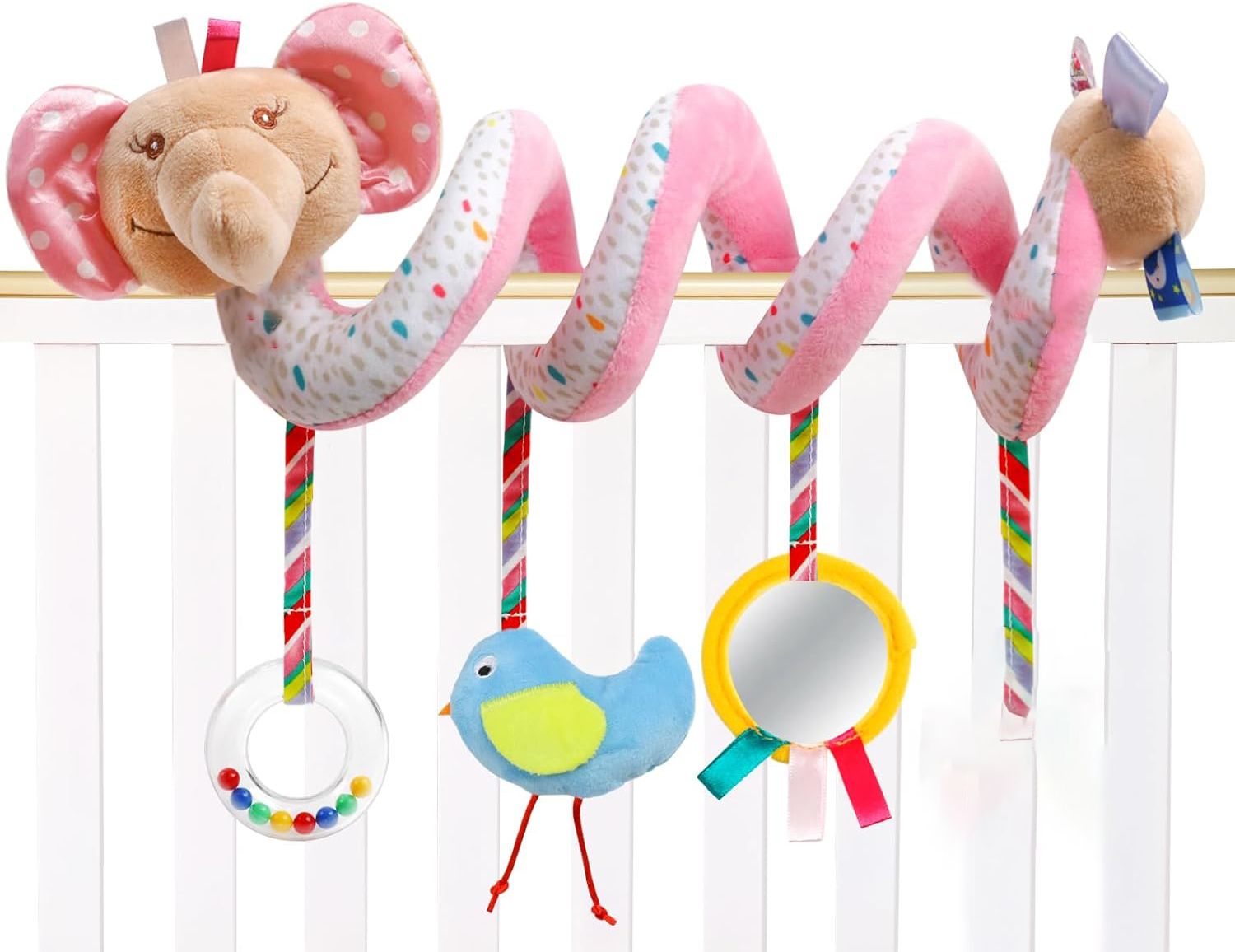 Newborn Spiral Plush Hanging Toy for Stroller Car Seat Crib 0 to 6 Months