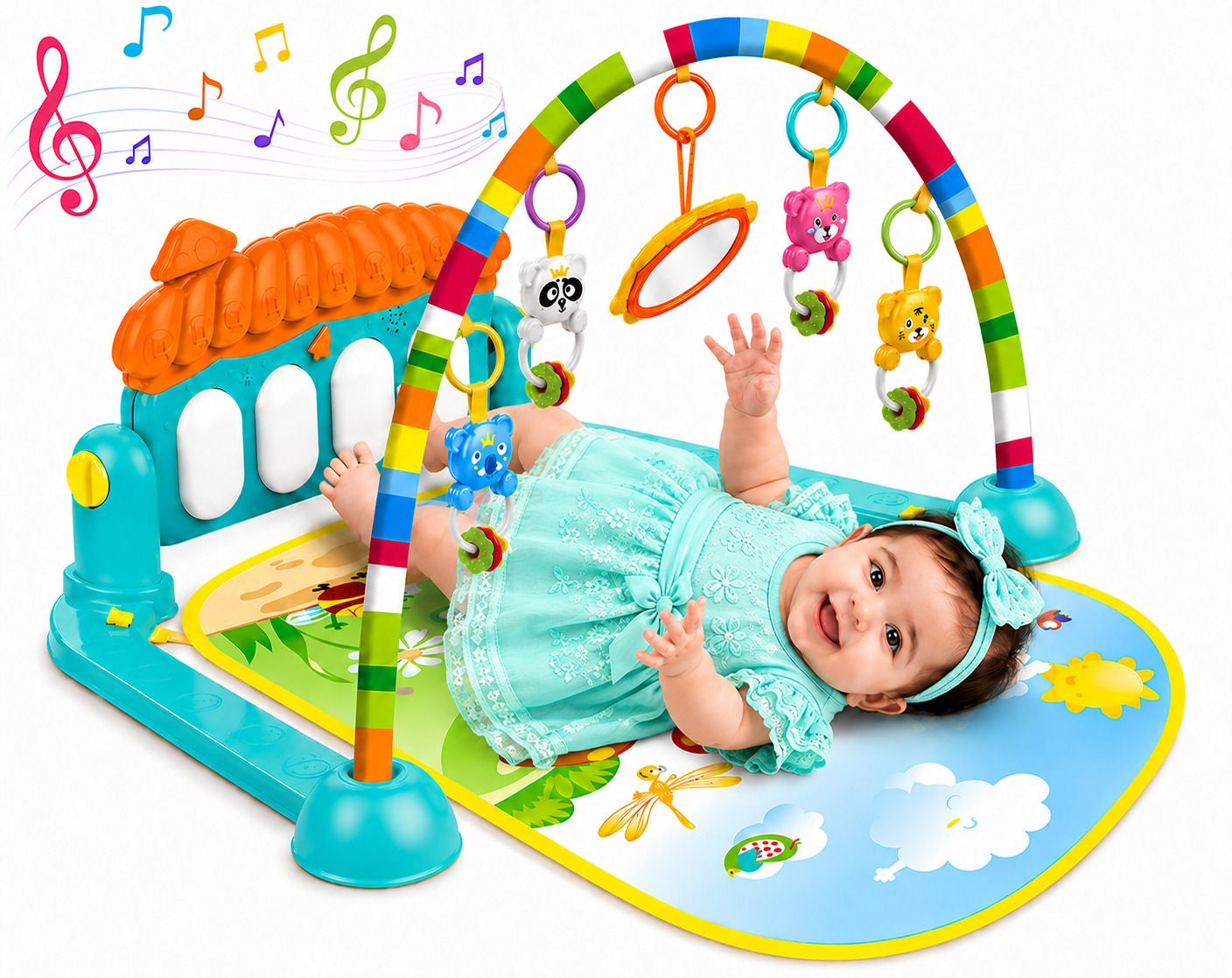 learn with fun Multi Activity Baby Gym Play Mat with Piano Keyboard and Hanging Rattles Rattle-picture-23