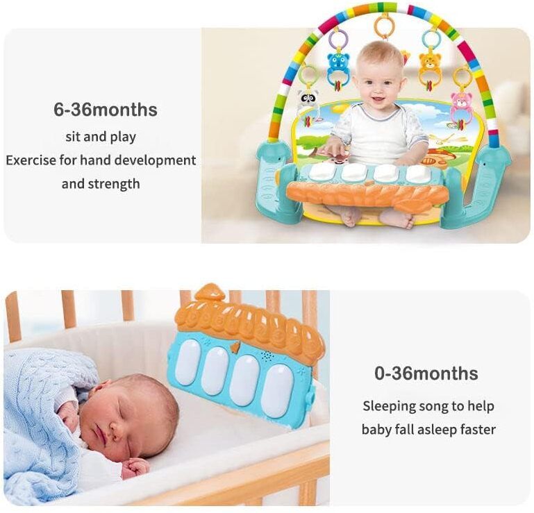 bhvmey Infant-Friendly Music Mat with Rattles, Hanging Rings, and Piano-picture-39