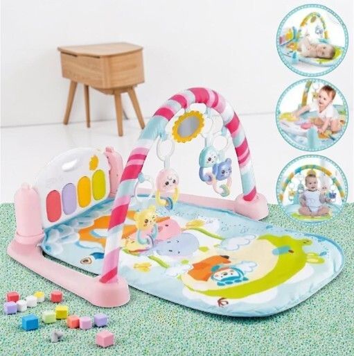 gumiyt Newborn Baby Gym Mat with Music Piano, Hanging Rattles, Mirror & Tummy Time Toys-picture-35