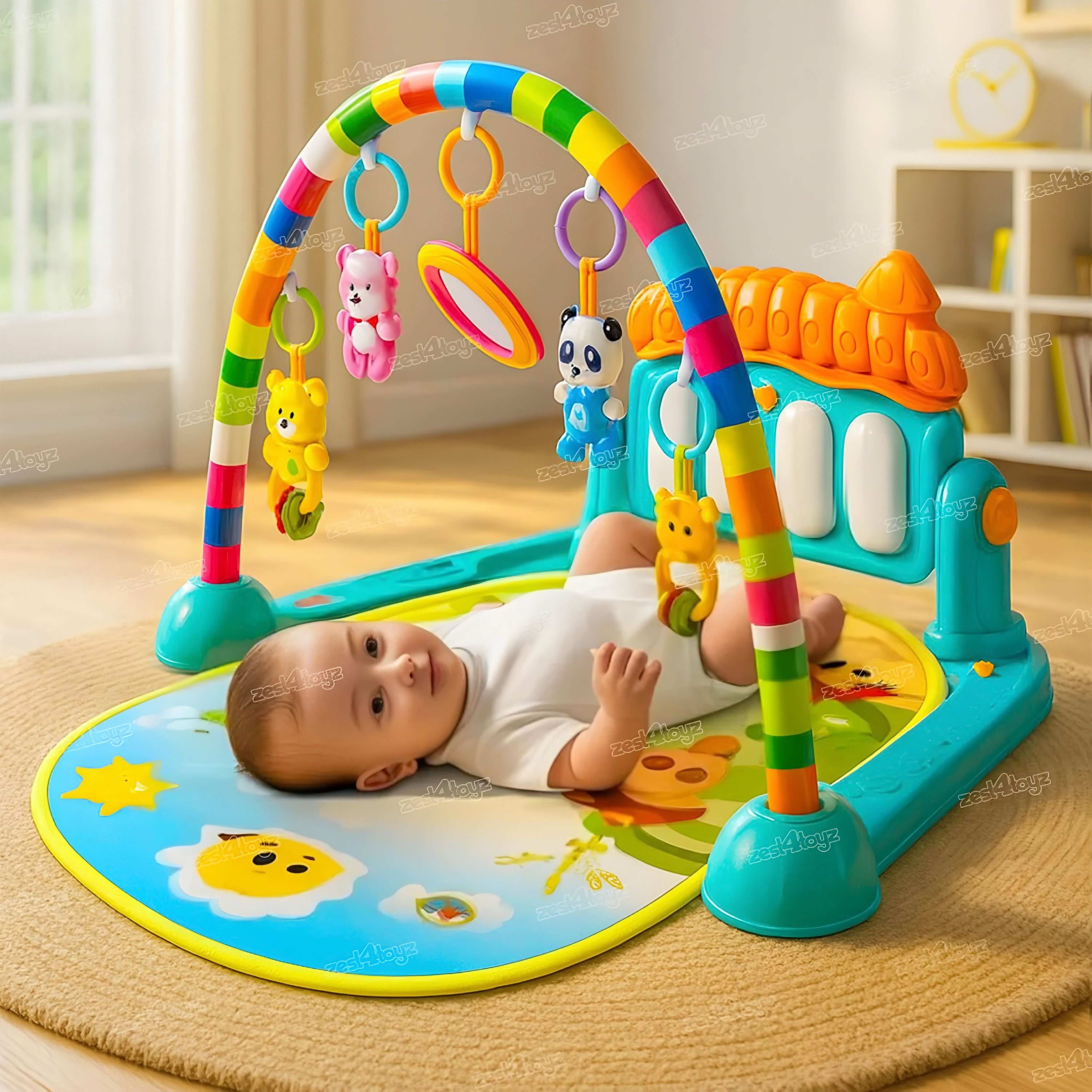 Baby Crib Play Gym Musical Hanging Toys |Soft Cushioned Activity Gym for Infants