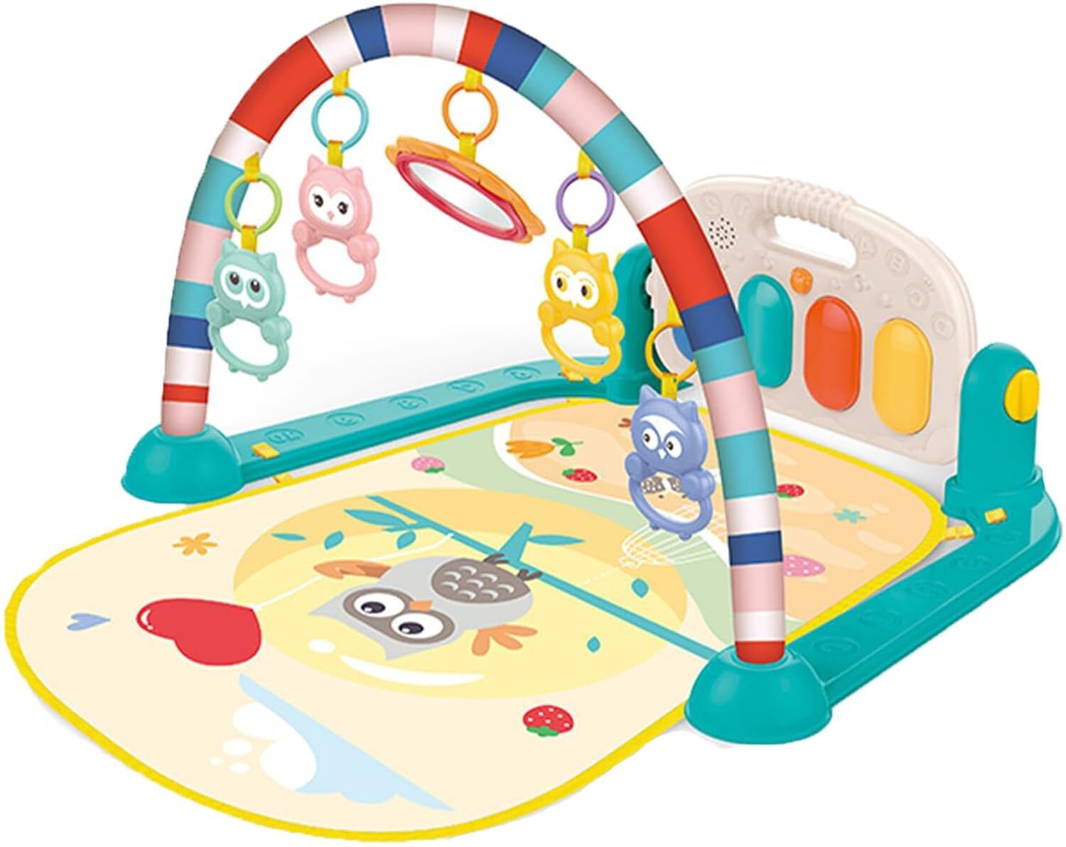 Baby Play Mat Gym & Baby Gifts Fitness Rack with Hanging Rattles Lights-image-7